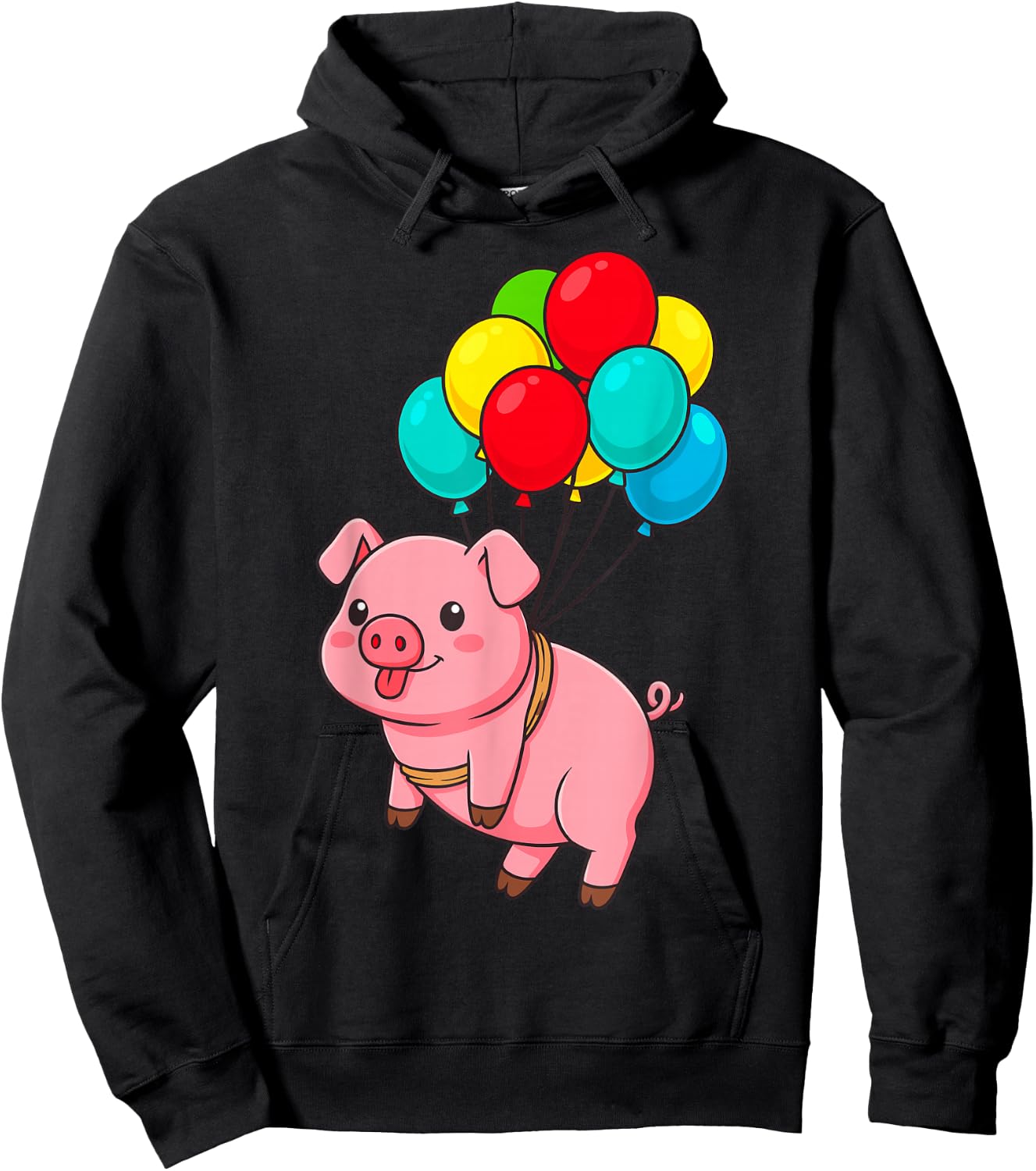 Pig Flying with Balloons Hoodie - Hoodie | Black