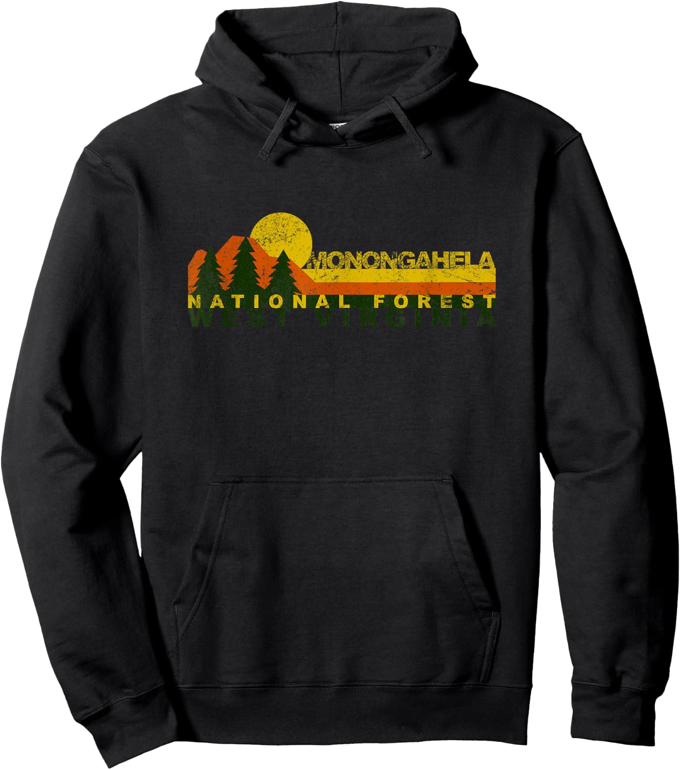 Monongahela National Forest Vintage Retro Hoodie - Hoodie | Black