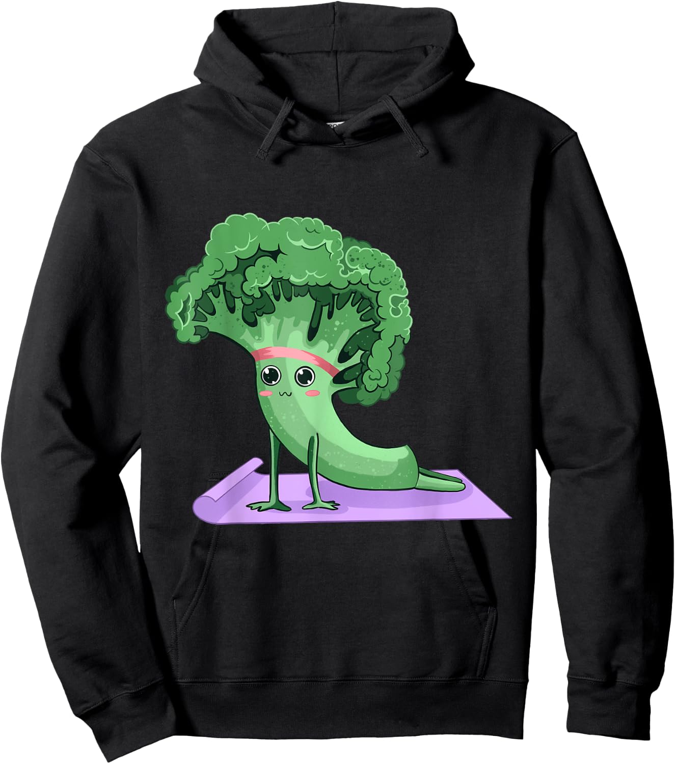 Cute Broccoli Yoga Pose Funny Yogi Broccoli Lover Hoodie - Hoodie | Black