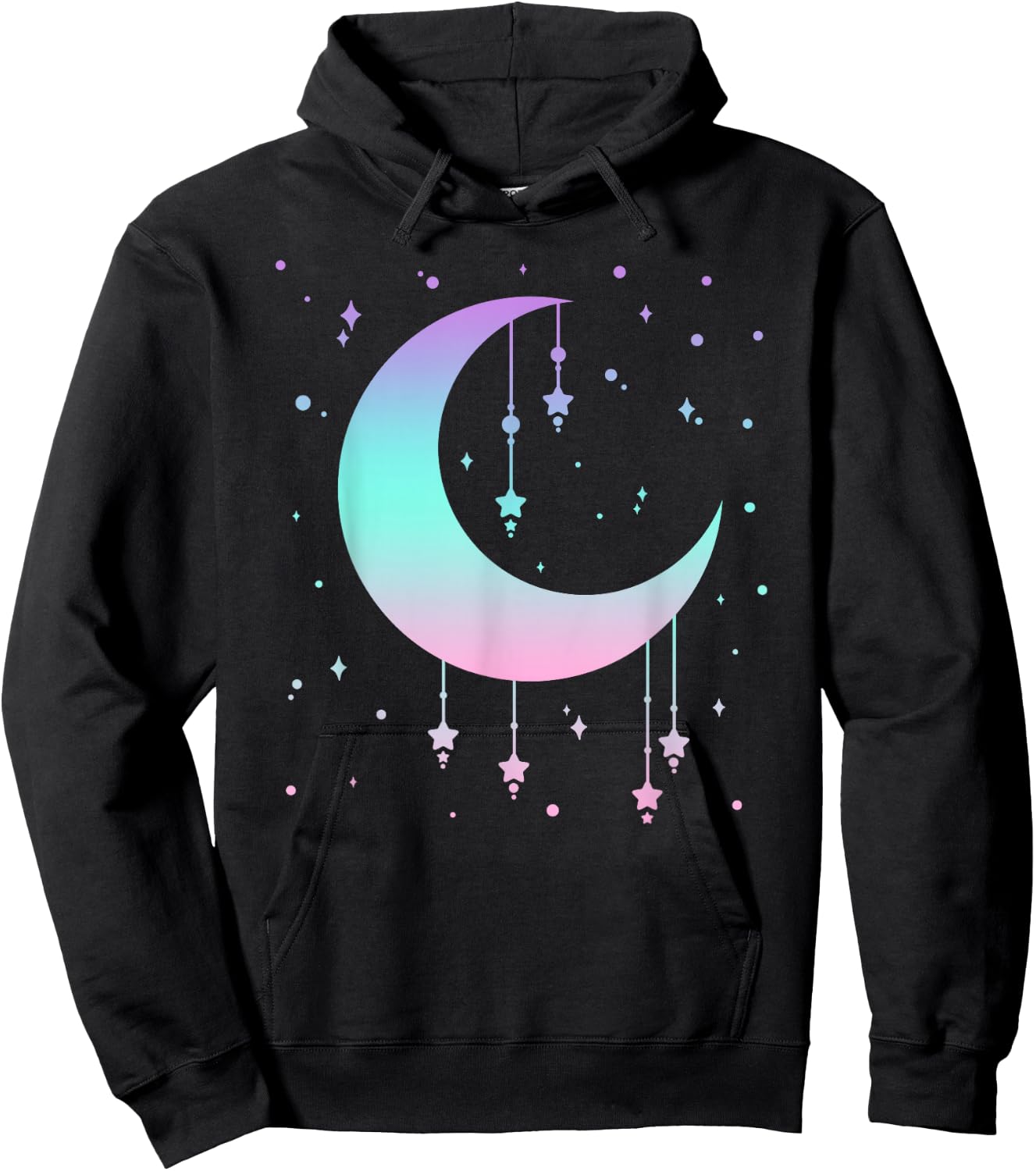Pastel Moon Kawaii Pastel Goth Hoodie - Hoodie | Black