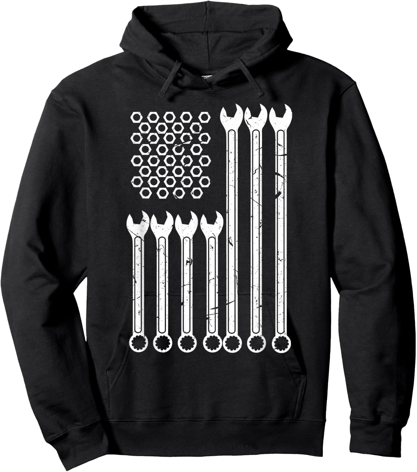 Wrench & Bolt Repairman | Cool Patriotic USA Flag Hoodie - Hoodie | Black