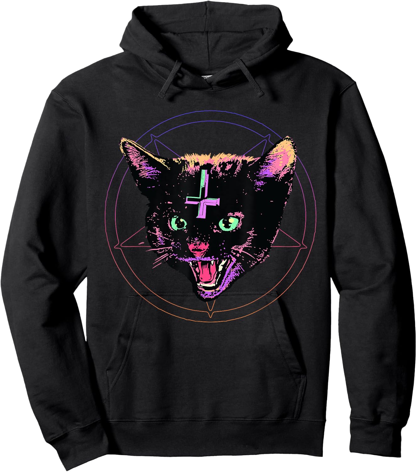 Goth Evil Cat T Shirt Lucipurr Kitten Cult Satanic Cat Lover Men Women Hoodie - Hoodie | Black