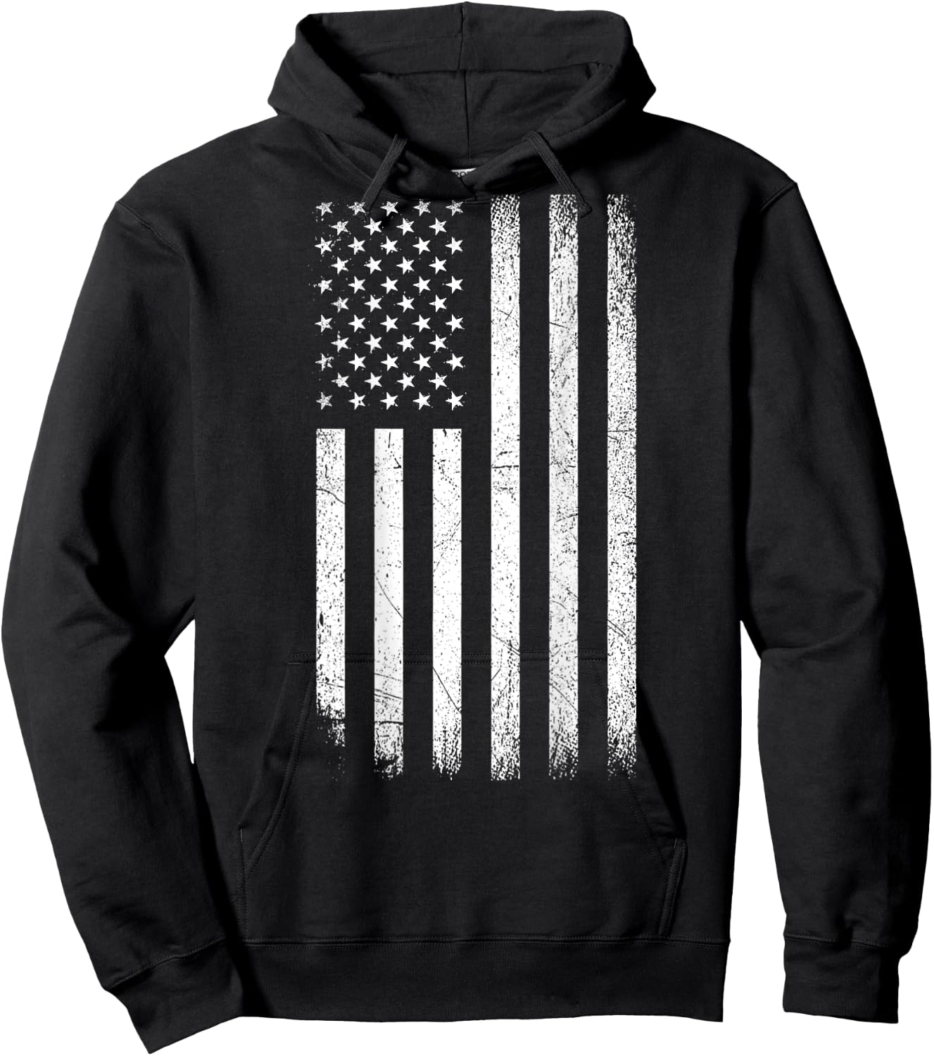 Vintage American Flag 4th Of July Patriotic Men (ON BACK) Hoodie - Hoodie | Black