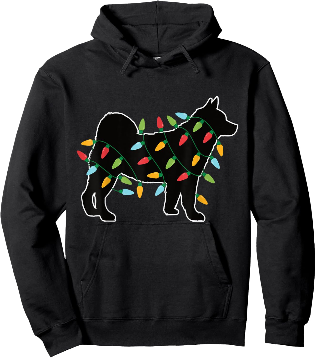 Akita Christmas Lights Christmas Gift Dog Lover Akita Hoodie - Hoodie | Black