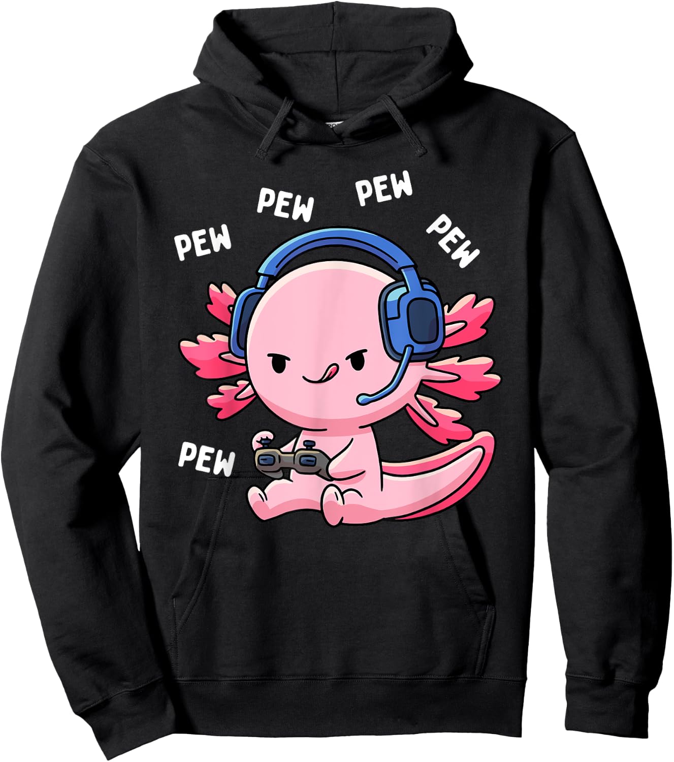 Axolotl Gaming Kids Boys Girls Anime Video Game Pew Gamer Small Hoodie - Hoodie | Black