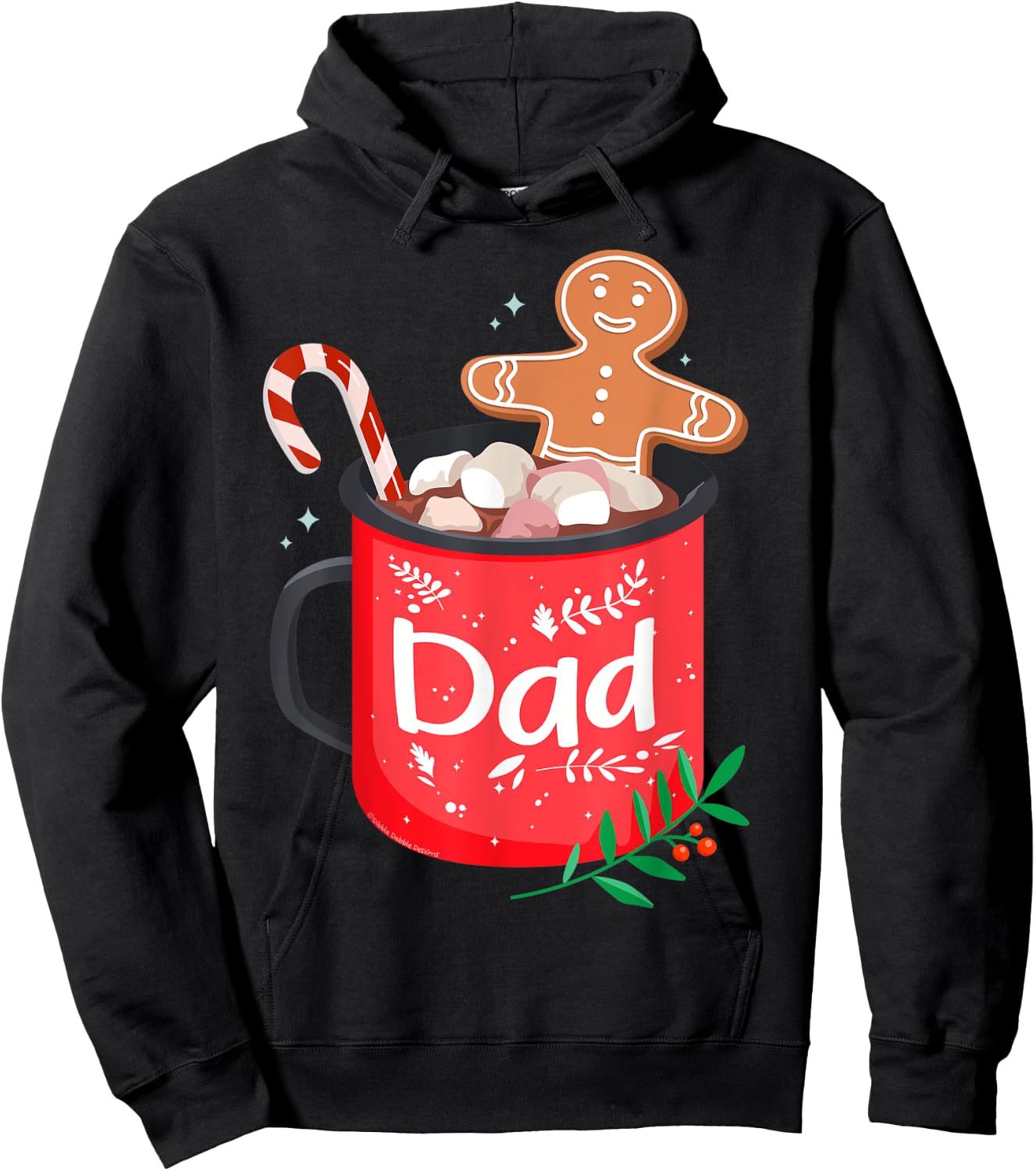 Christmas Matching Family Cocoa Mug with Candy Cane DAD Hoodie - Hoodie | Black