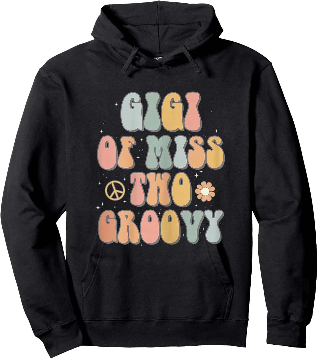 Gigi Grandma Two Groovy Second Birthday Retro 2nd Bday Party Hoodie - Hoodie | Black