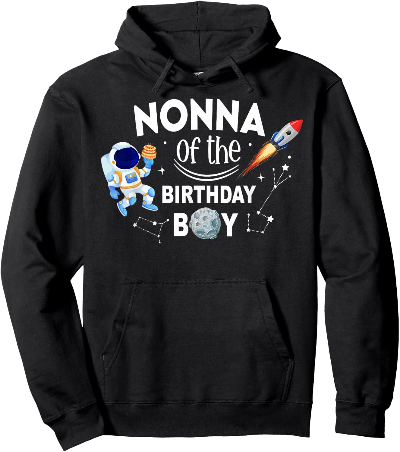 Nonna of The Birthday Boy Space Astronaut Birthday Family Hoodie - Hoodie | Black