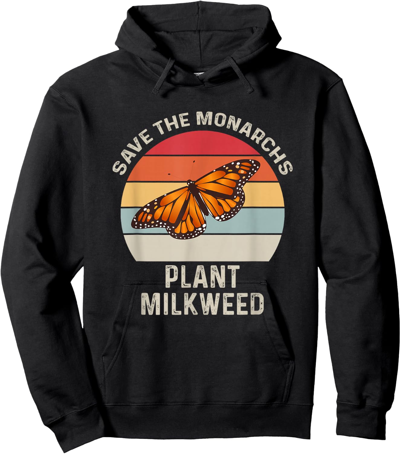 Vintage Retro Save The Monarchs Plant Milkweed Butterfly Hoodie - Hoodie | Black