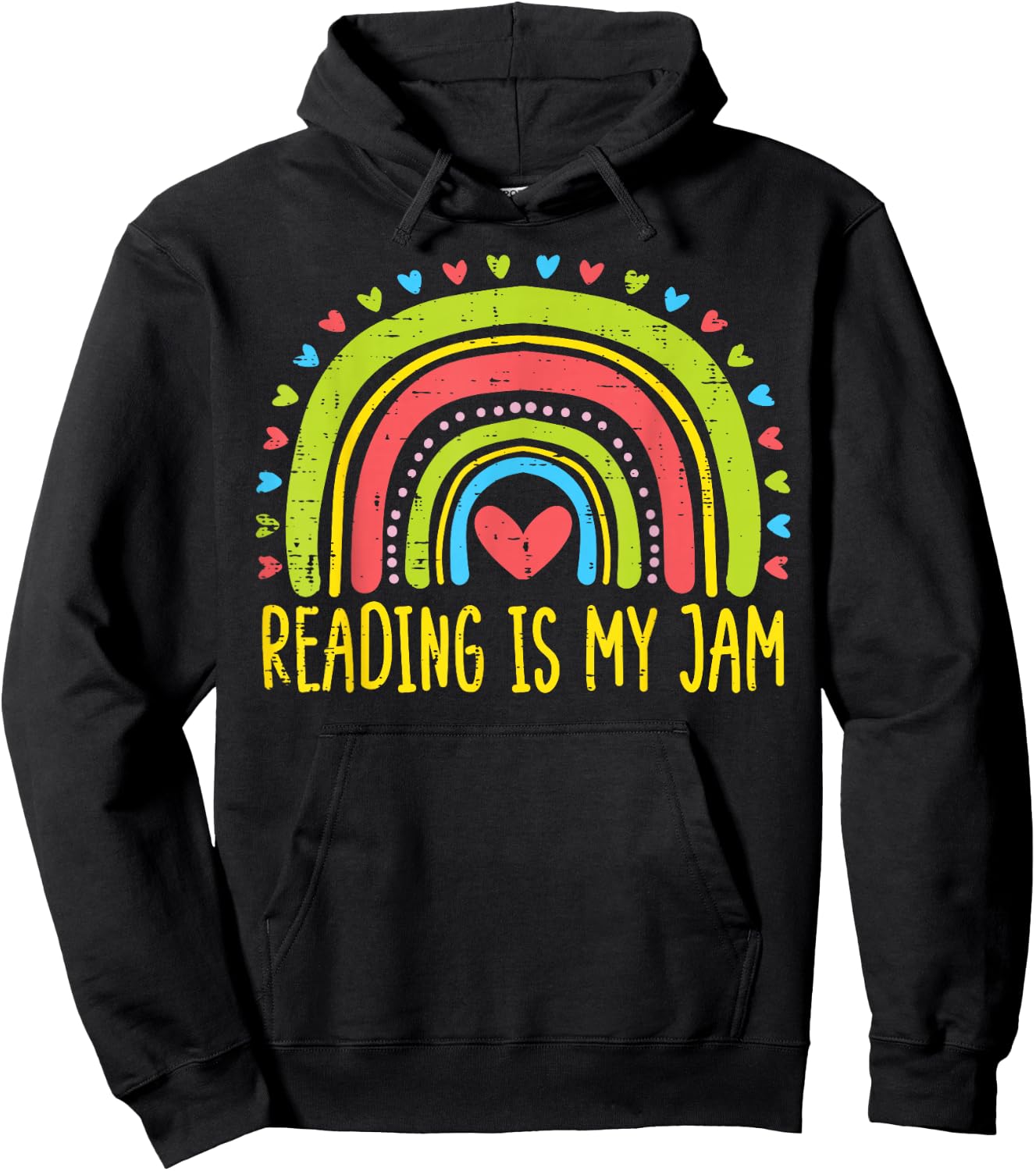 Reading Jam Rainbow Cute Teacher Librarian Bookworm Hoodie - Hoodie | Black
