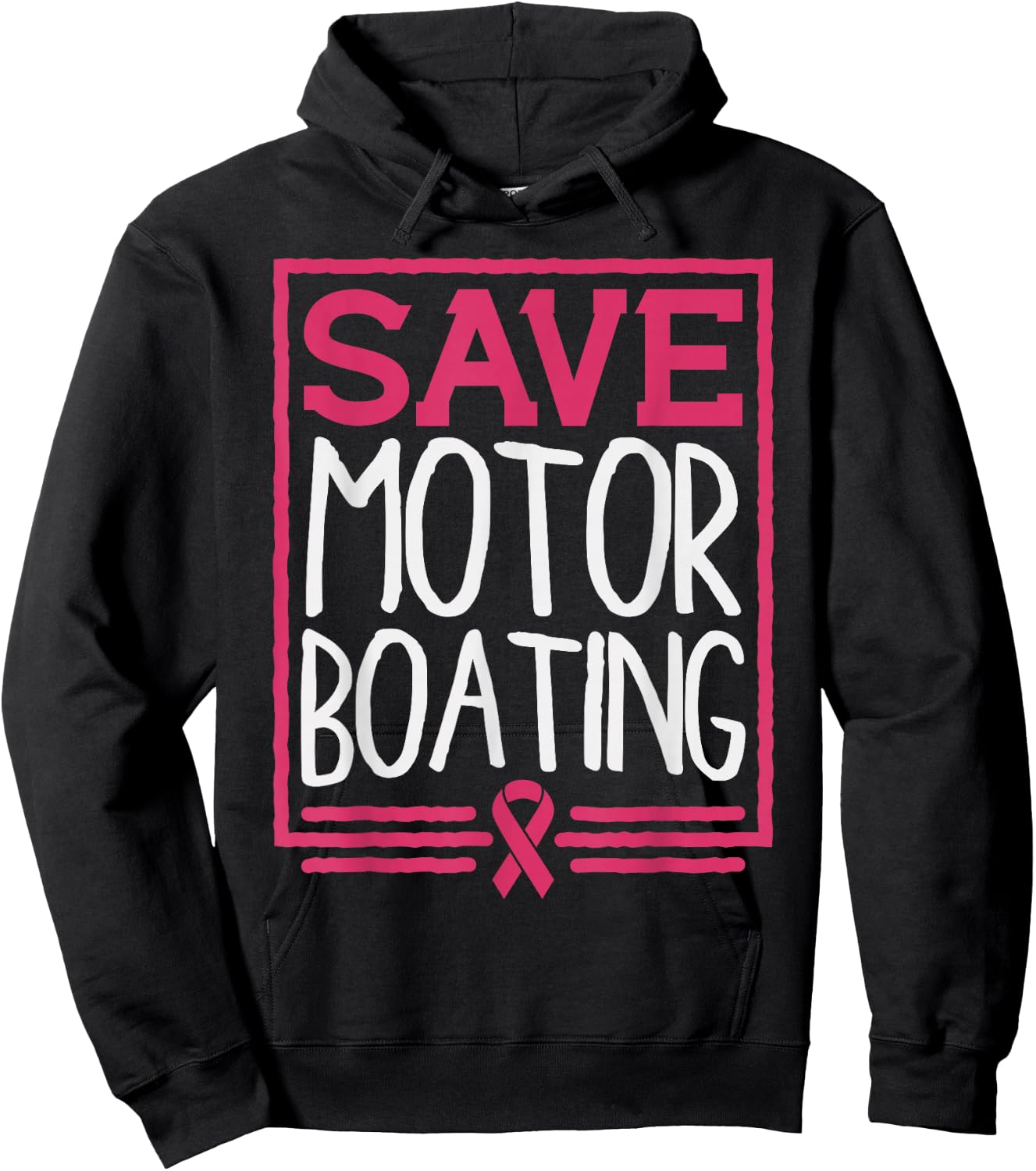 Save Motor Boating Funny Breast Cancer Pink Ribbon Men Gift Hoodie - Hoodie | Black