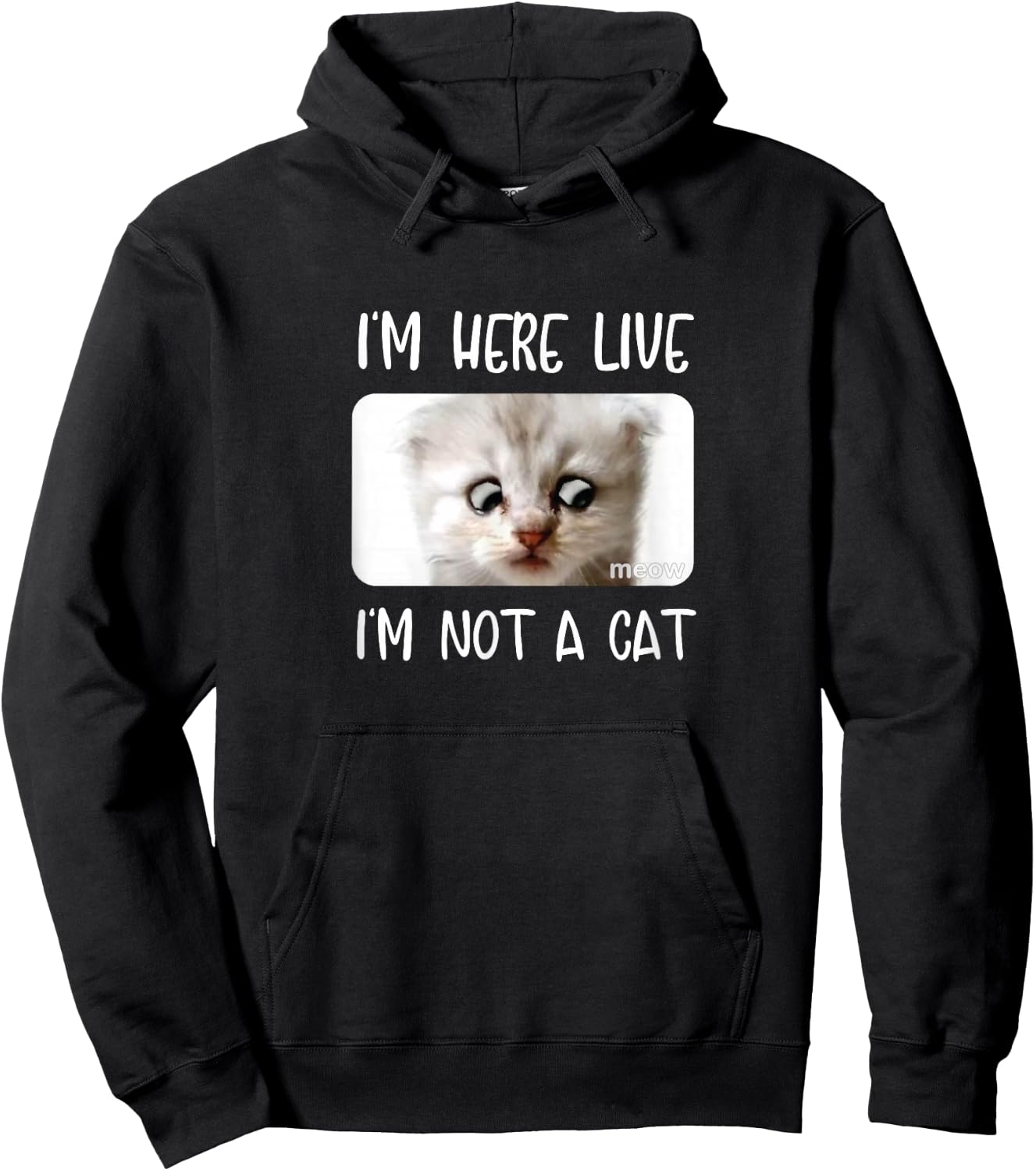 I'm Here Live, I'm Not a Cat Zoom Call Meme Humor Funny Hoodie - Hoodie | Black