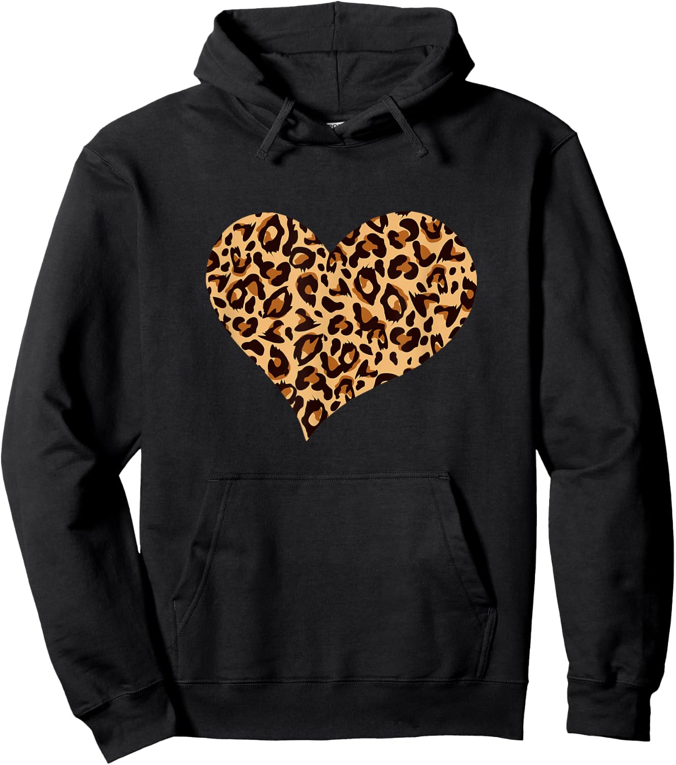 Cute Cheetah Leopard Print Heart Hoodie - Hoodie | Black