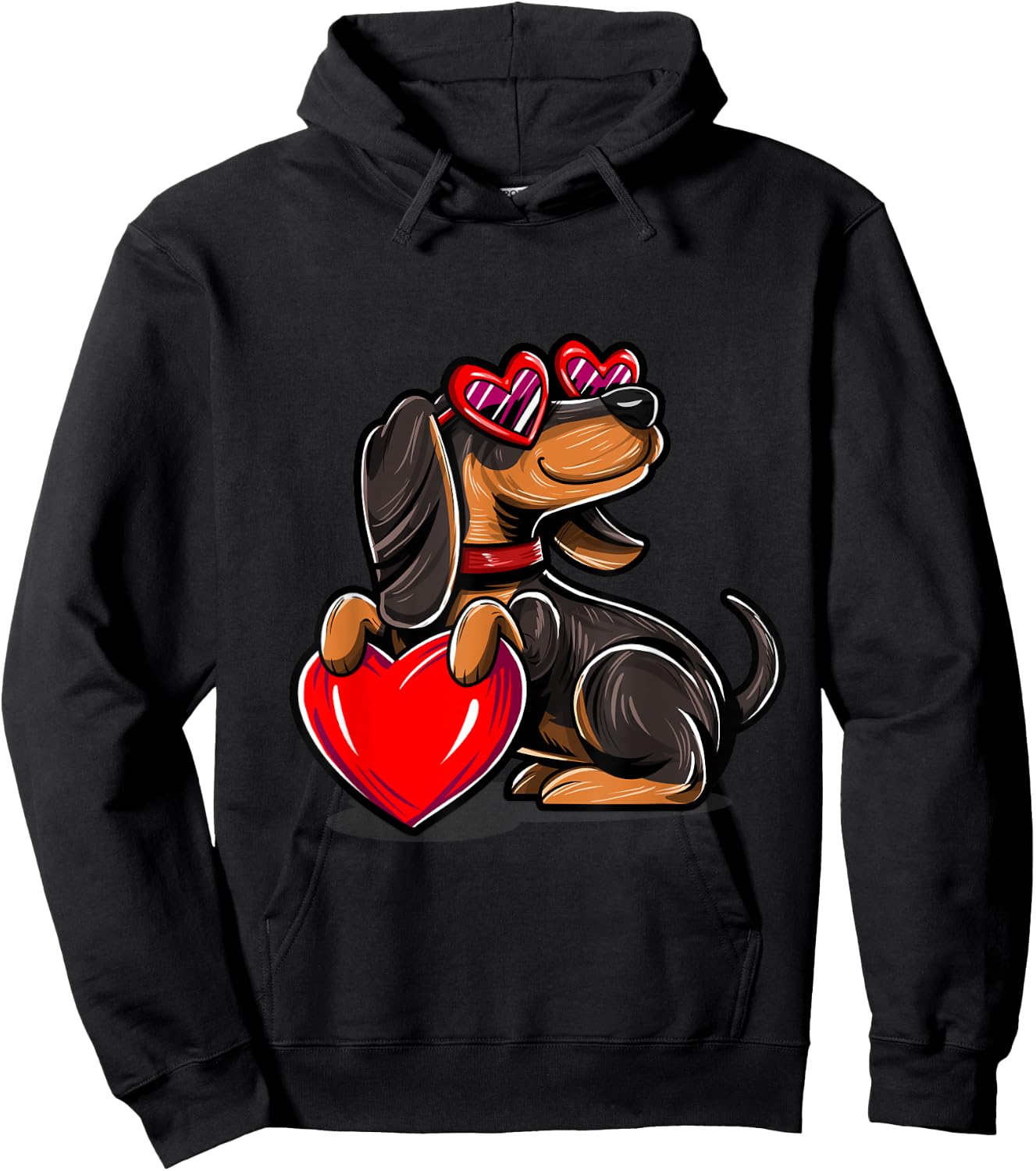 Dachshund valentine dog valentines day Hoodie - Hoodie | Black