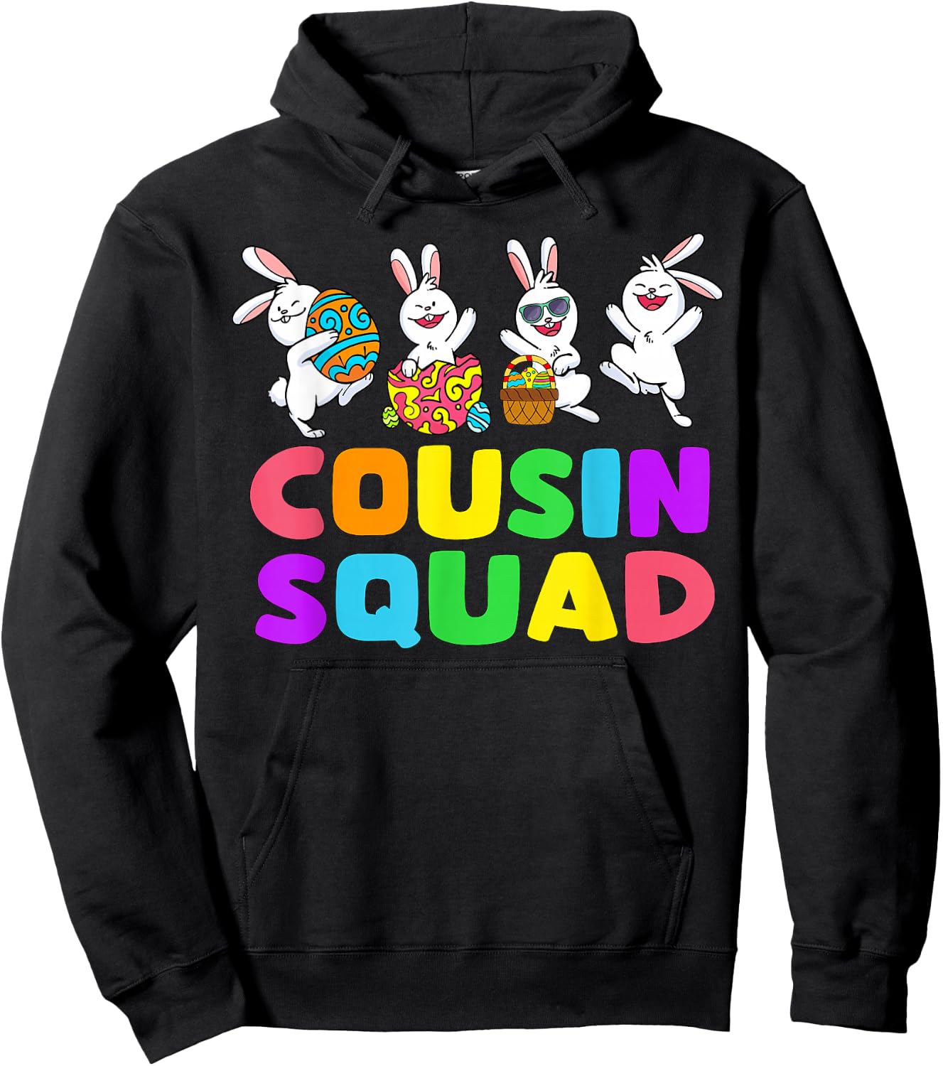 Easter Cousin Crew Squad Boys Cute Rabbits Easter Bunny Eggs Hoodie - Hoodie | Black