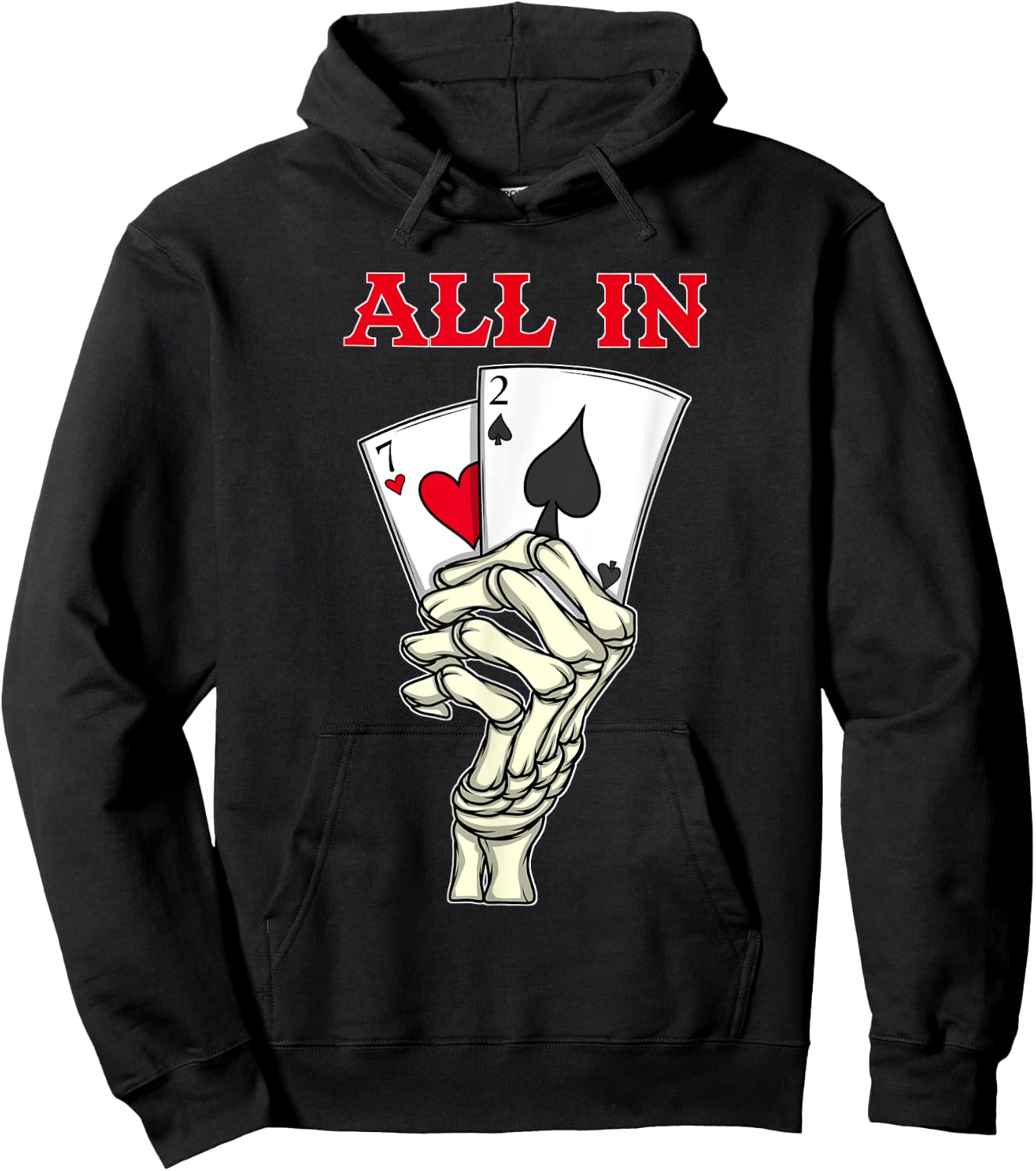 Poker Men 7 2 Skeleton Hand Texas Holdem Poker Player Hoodie - Hoodie | Black