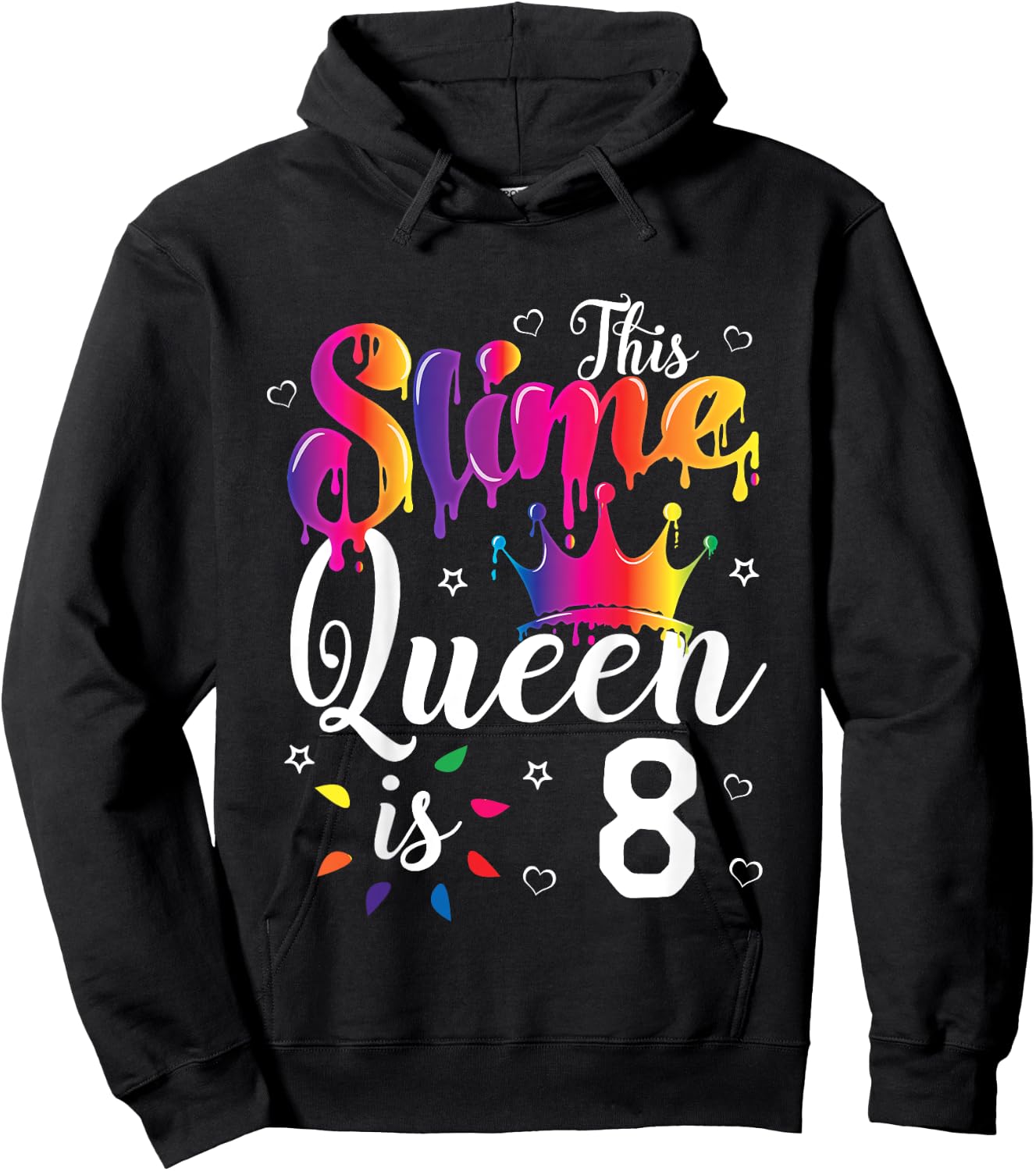 slime queen crown Birthday 8th Gift girls 8 years old Hoodie - Hoodie | Black