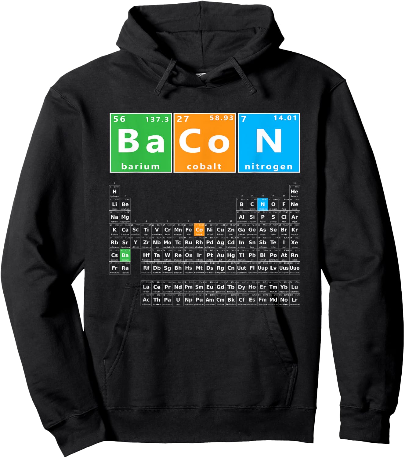 Bacon Periodic Table Funny Bacon Chemistry Element Meme Keto Hoodie - Hoodie | Black