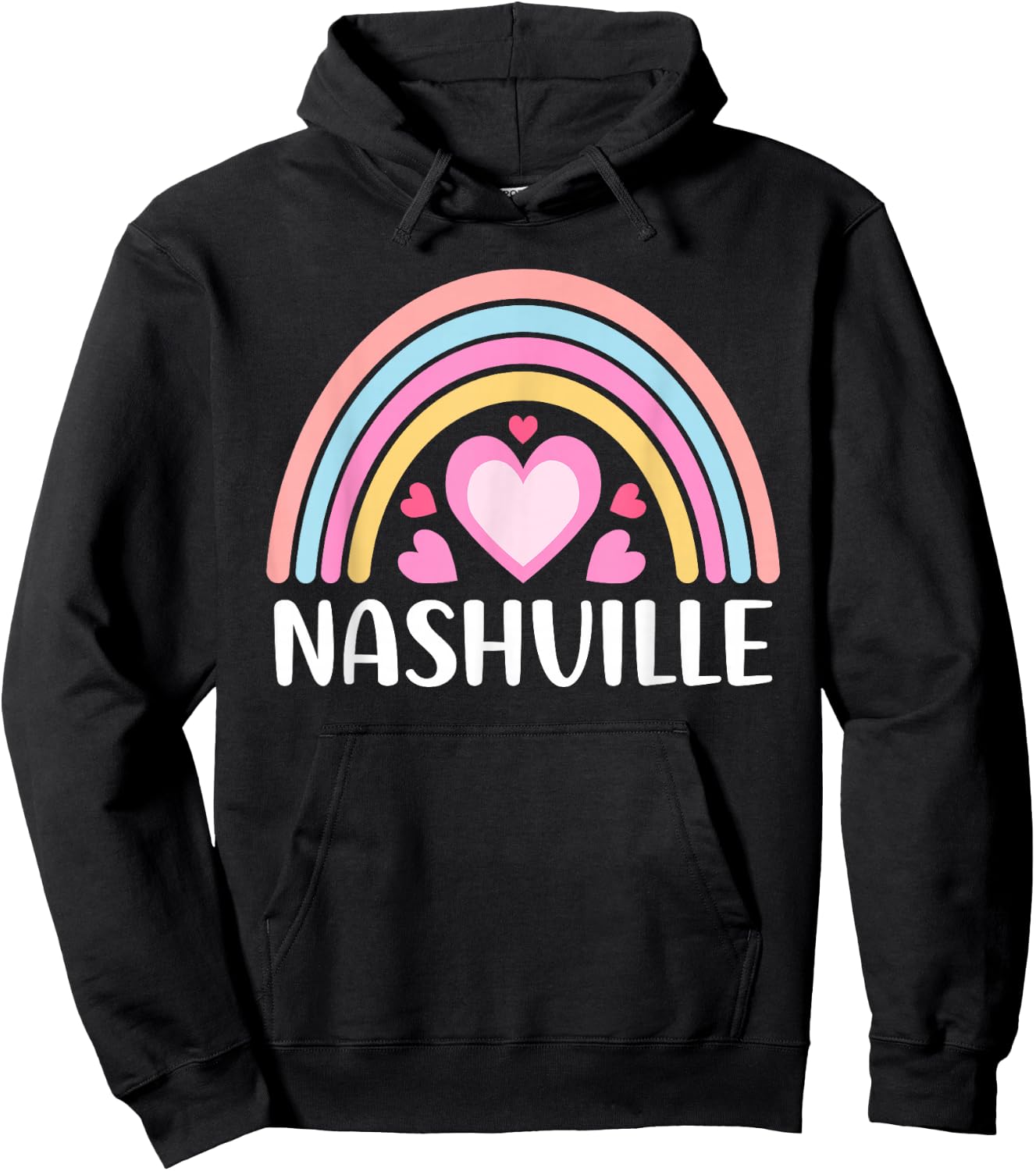 Nashville Nashville Rainbow Cute Nashville Hoodie - Hoodie | Black
