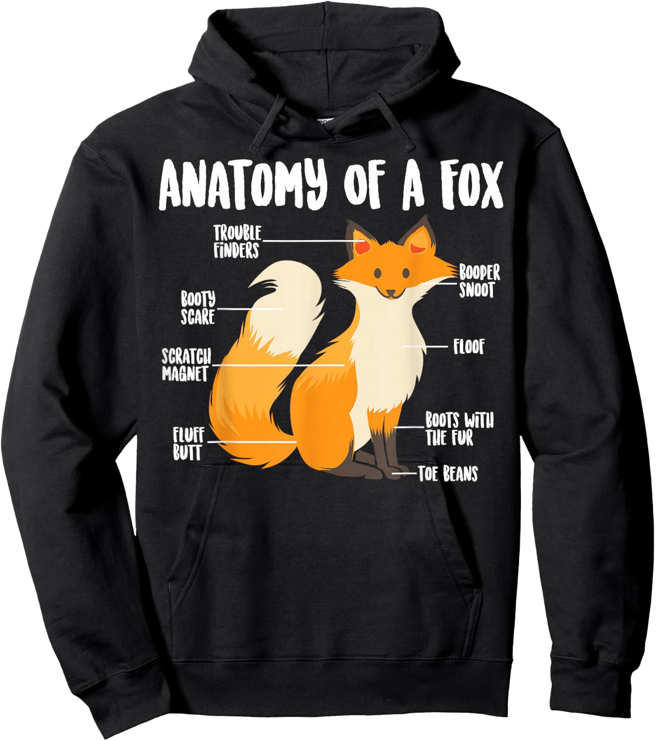 Anatomy of A Fox | Cute Sweet Carnivore Funny Animal Gift Hoodie - Hoodie | Black