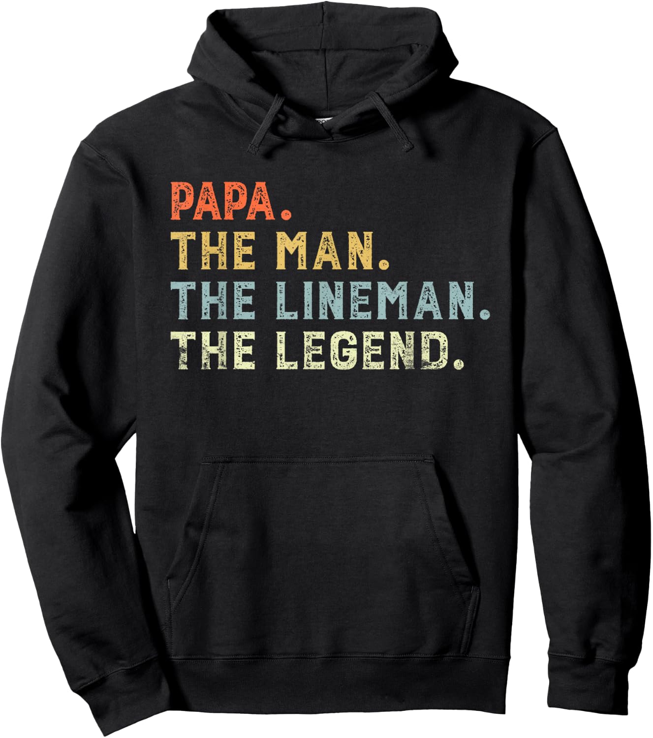 Retro style PAPA The Man lineman Legend Father day Lineman Hoodie - Hoodie | Black