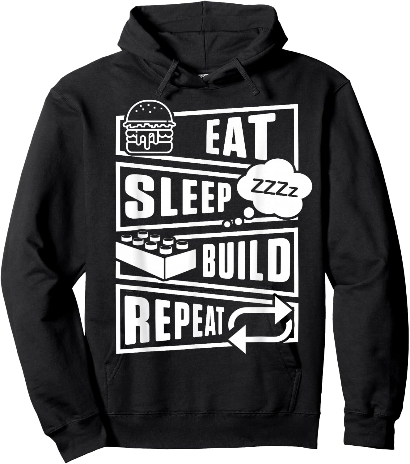 Eat Sleep Build Master Builder Construction Building Blocks Hoodie - Hoodie | Black