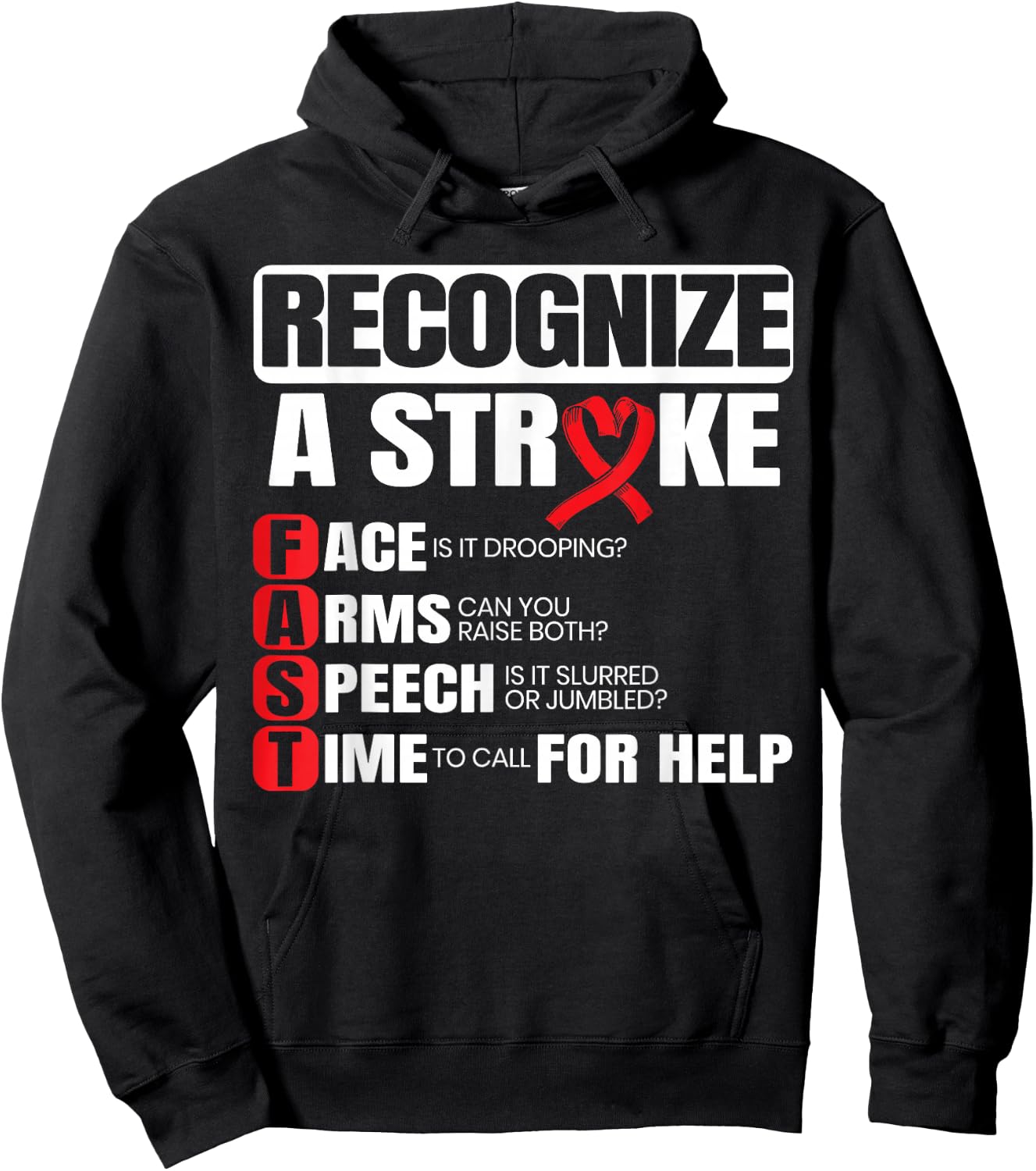 Recognize A Stroke Awareness Brain Attack I Wear Red Hoodie - Hoodie | Black