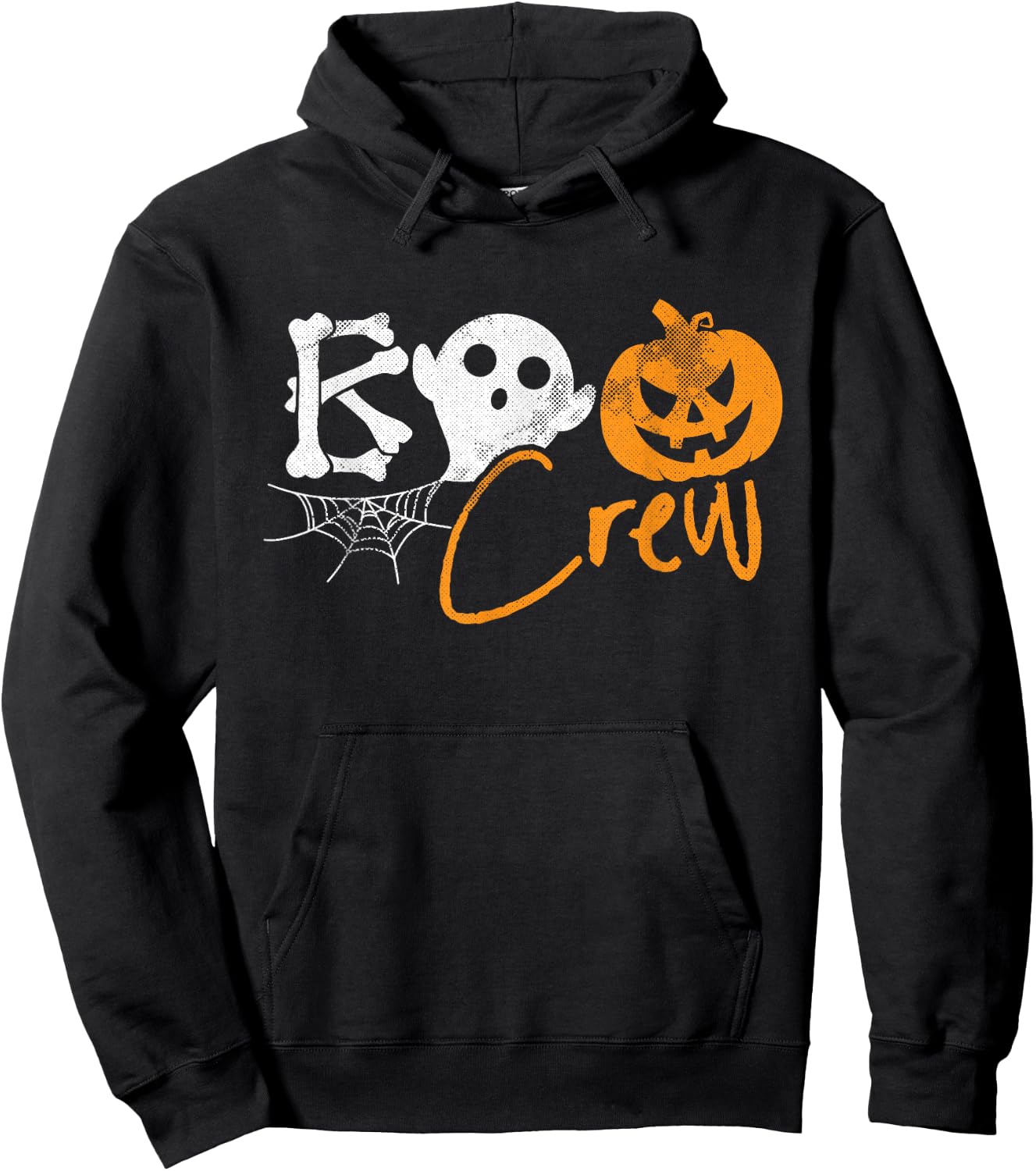 Boo Crew Lazy Halloween Costume Funny Ghost Pumpkin Bones Hoodie - Hoodie | Black