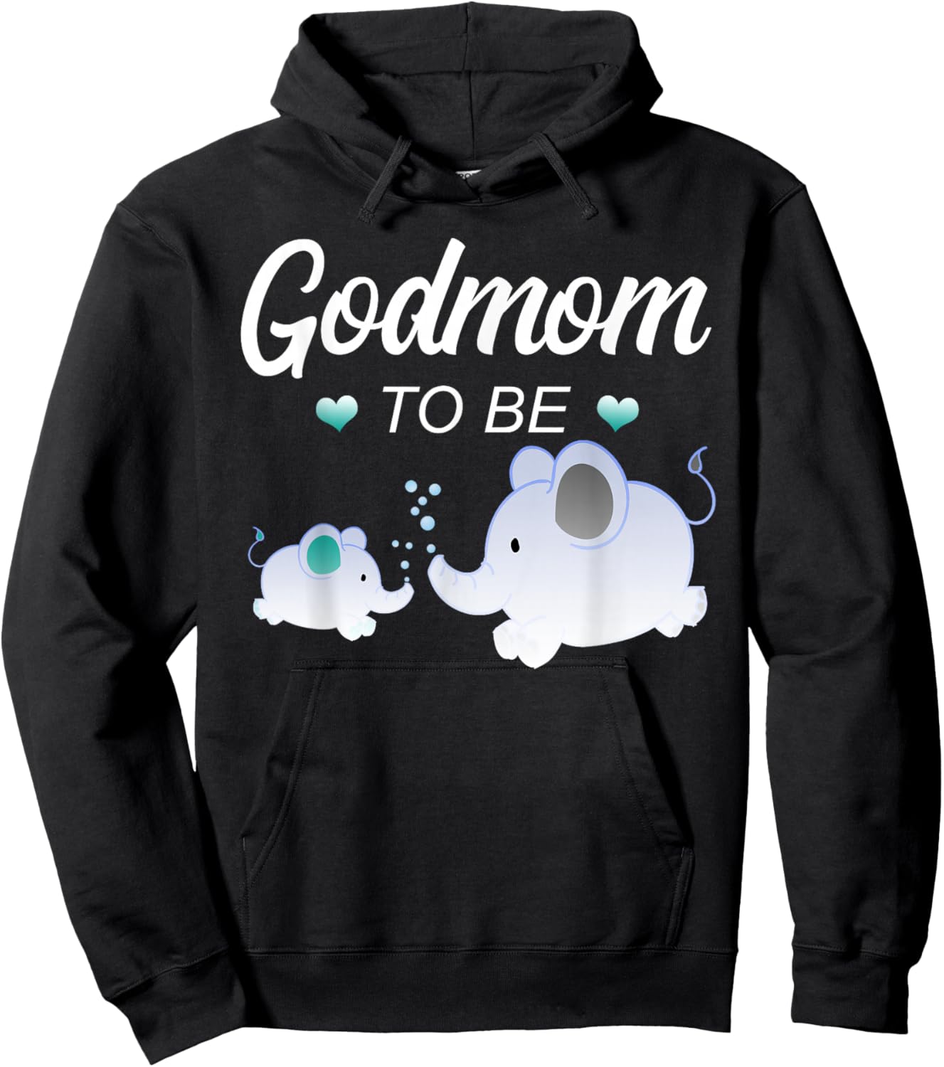 Godmom To Be Elephant Baby Shower For Boy Hoodie - Hoodie | Black