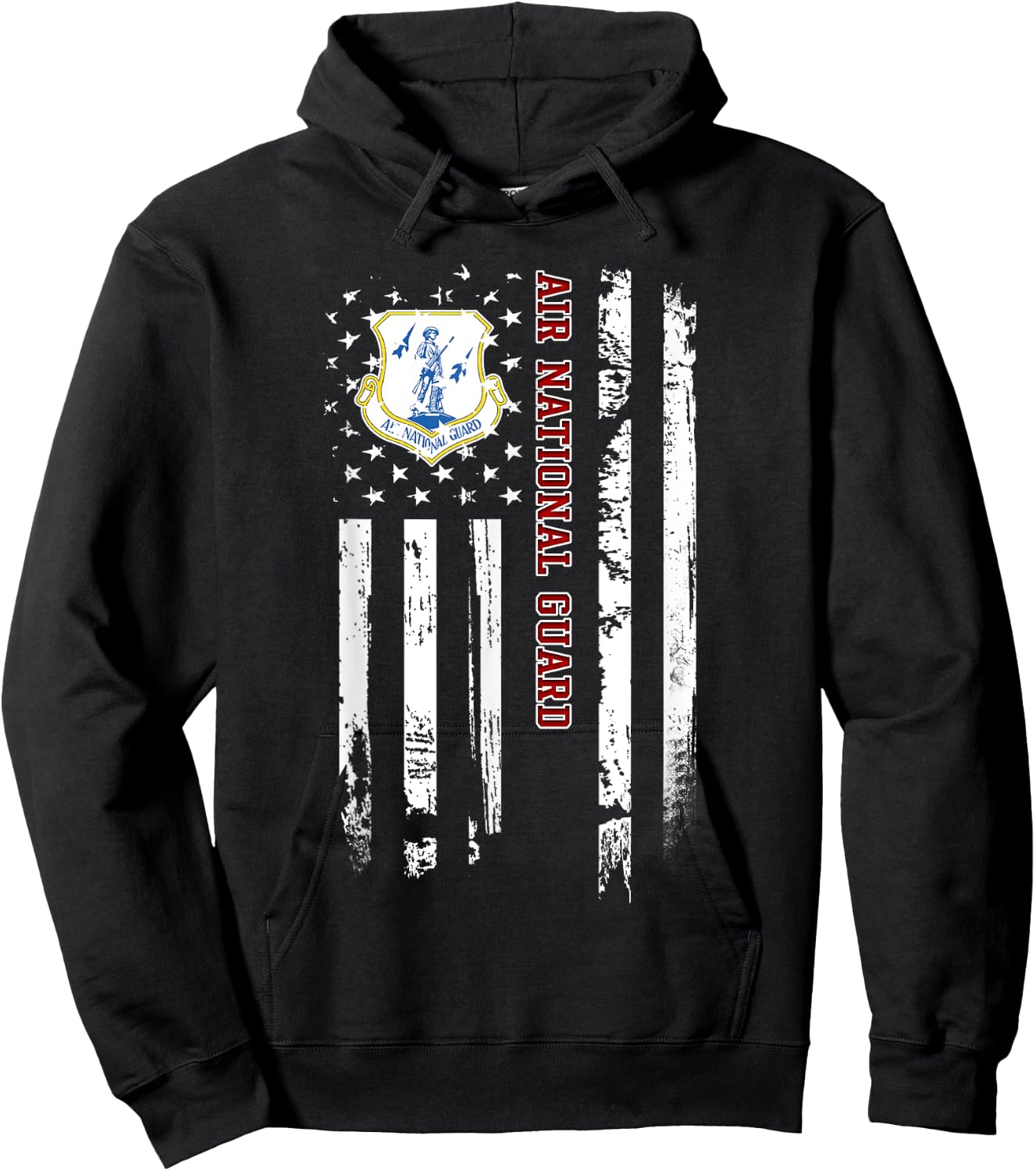 Air National Guard Veteran USA Flag Veterans Day Christmas Hoodie - Hoodie | Black
