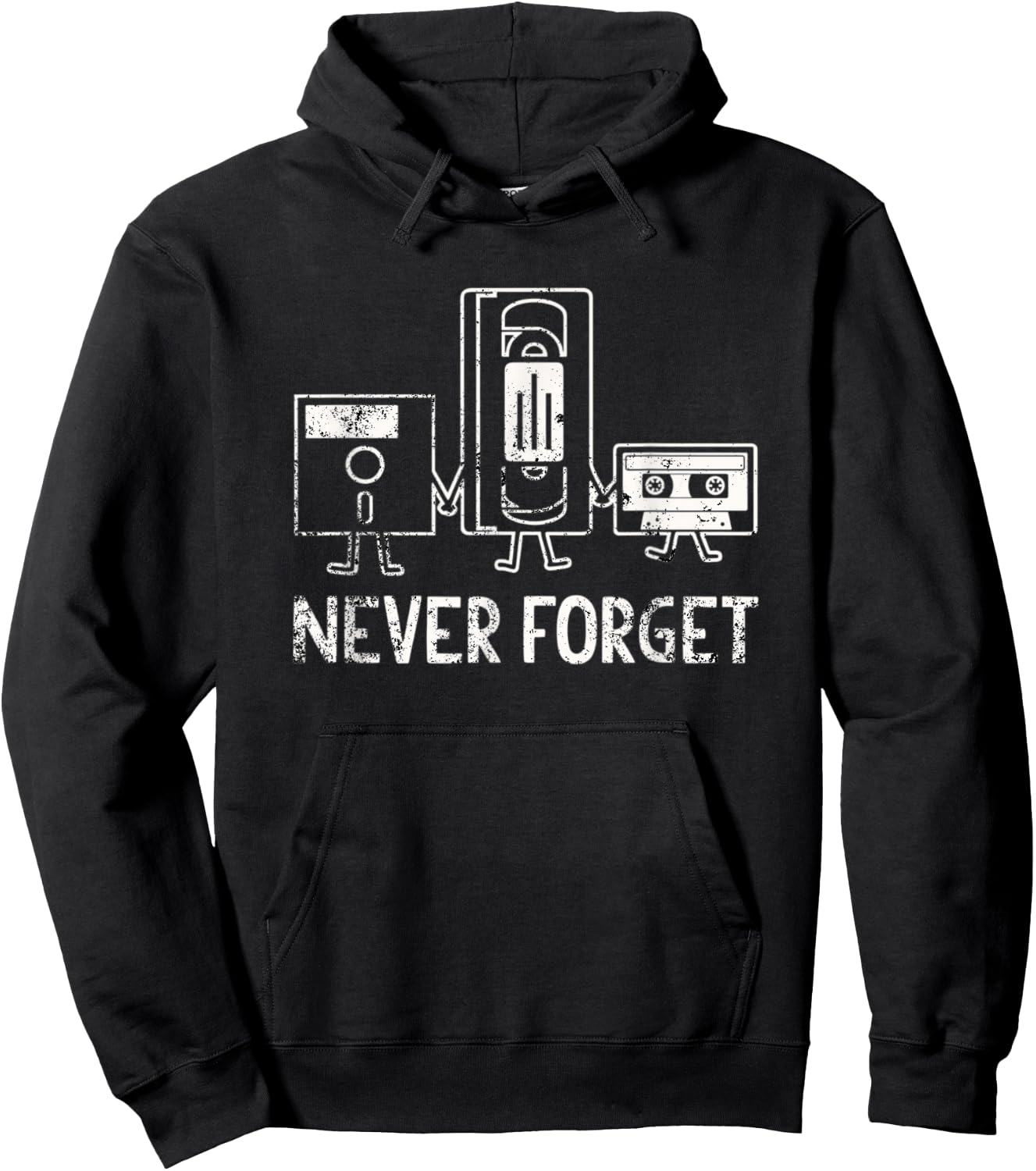 Never Forget Cassette Floppy Disc Tape Retor Humor Meme Hoodie - Hoodie | Black