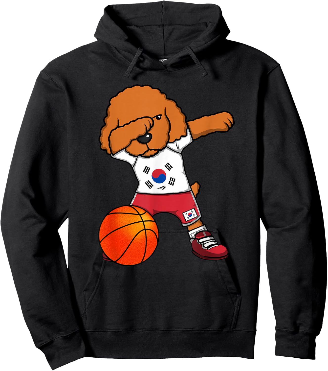 Dabbing Poodle South Korea Jersey Korean Basketball Fans Hoodie - Hoodie | Black