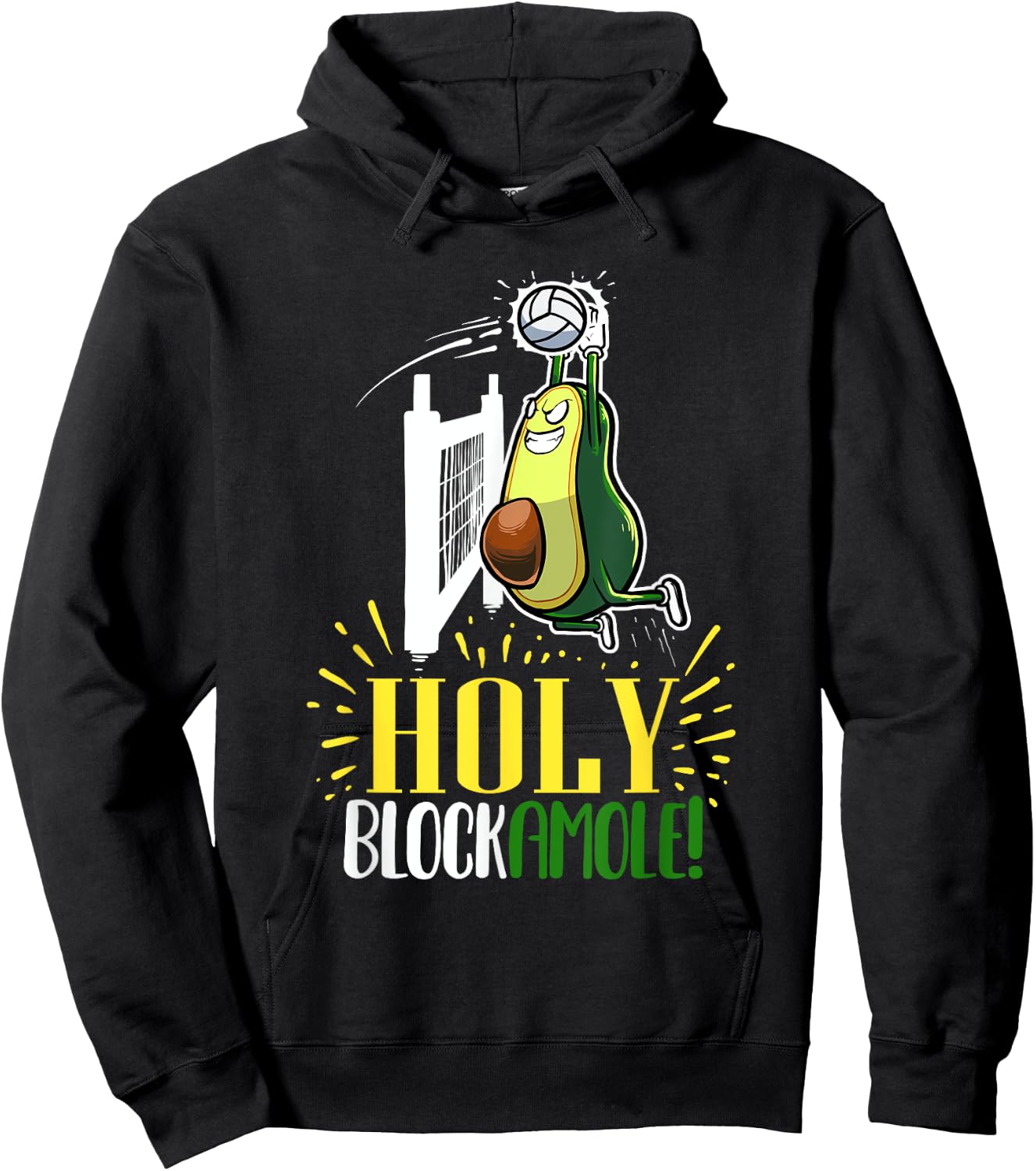 Holy Blockamole Funny Avocado Beach Volleyball Hoodie - Hoodie | Black