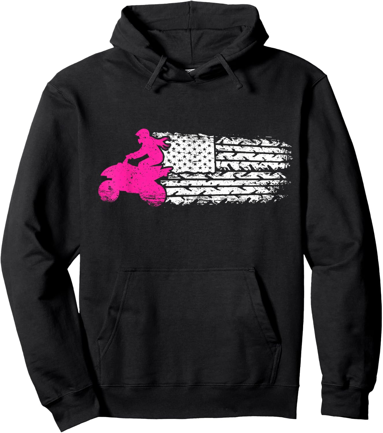 Patriotic USA Flag ATV 4-Wheeler Quad Biker Girl Hoodie - Hoodie | Black