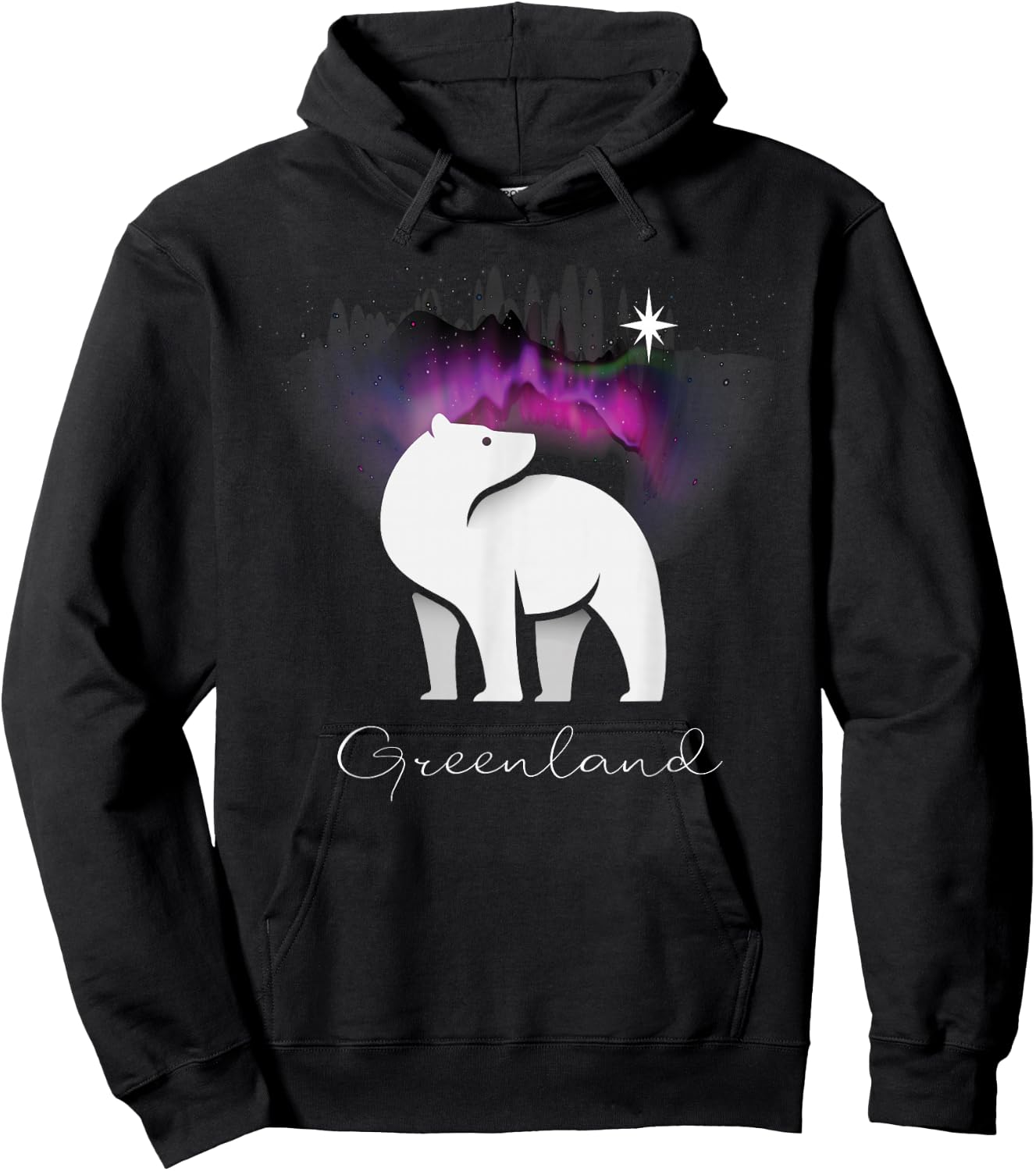 Greenland Northern Lights Arctic Polar Bear Souvenir Hoodie - Hoodie | Black