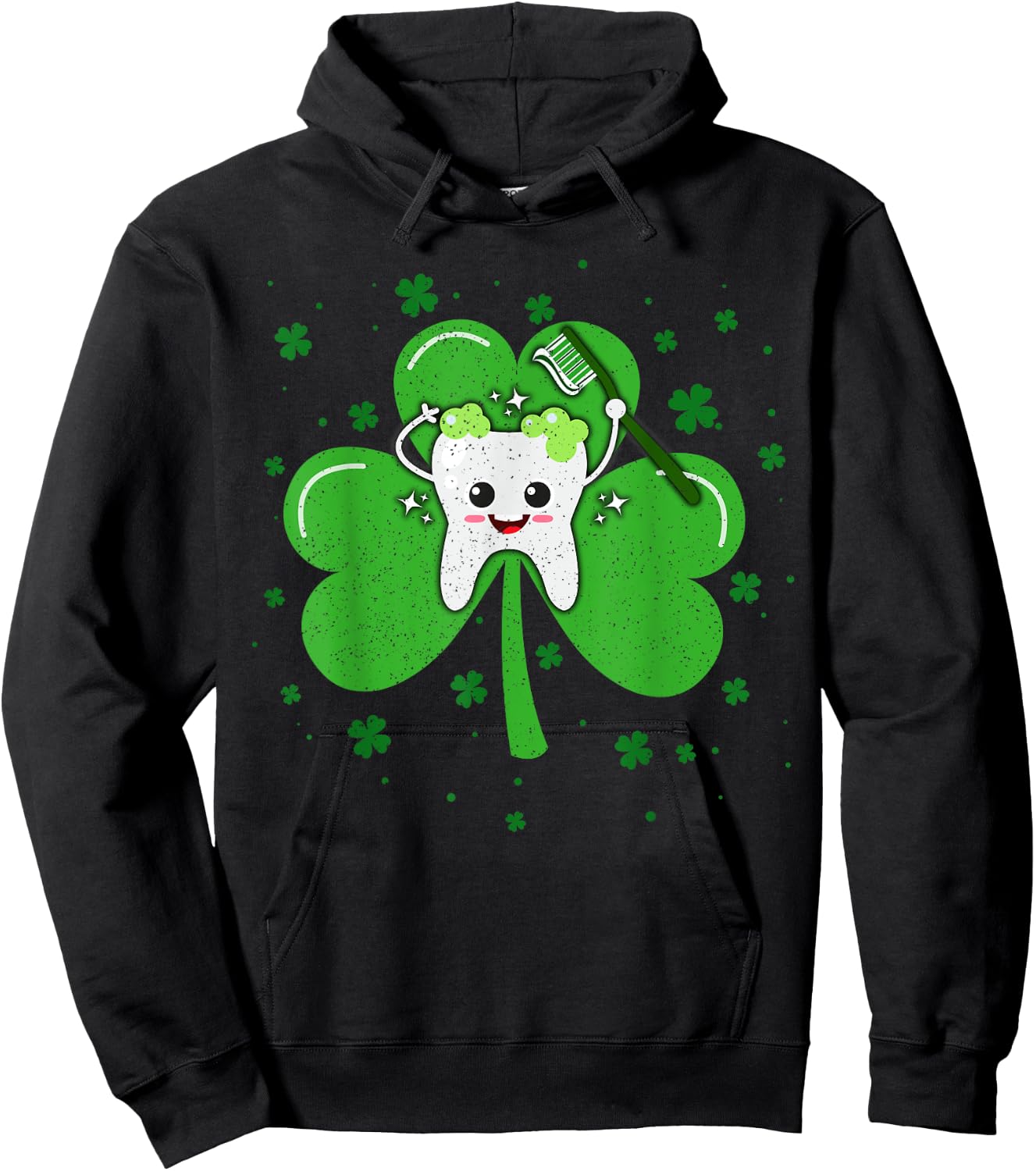 Teeth Dentist St. Patrick's Day Shamrock Leaf Tooth Dental Hoodie - Hoodie | Black