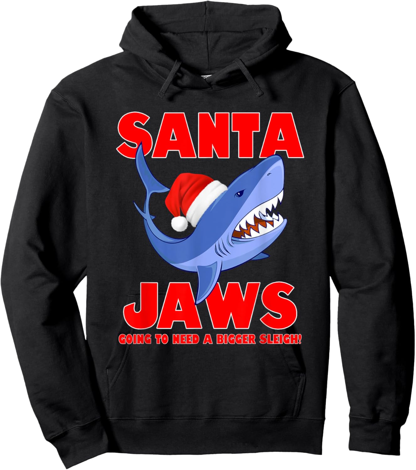 Santa Jaws shark Christmas funny design Hoodie - Hoodie | Black