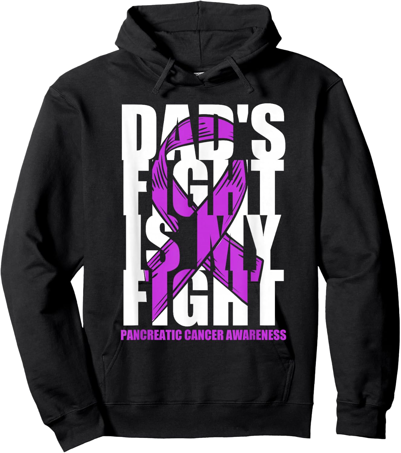 Pancreatic Cancer Awareness Purple Ribbon Dad's Fight Gift Hoodie - Hoodie | Black