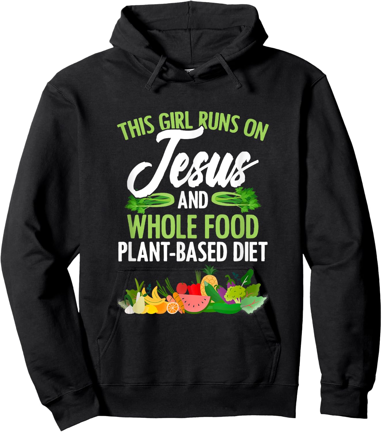 Girl Runs On Jesus And WFPBD Vegan Vegetarian WFPBD Hoodie - Hoodie | Black