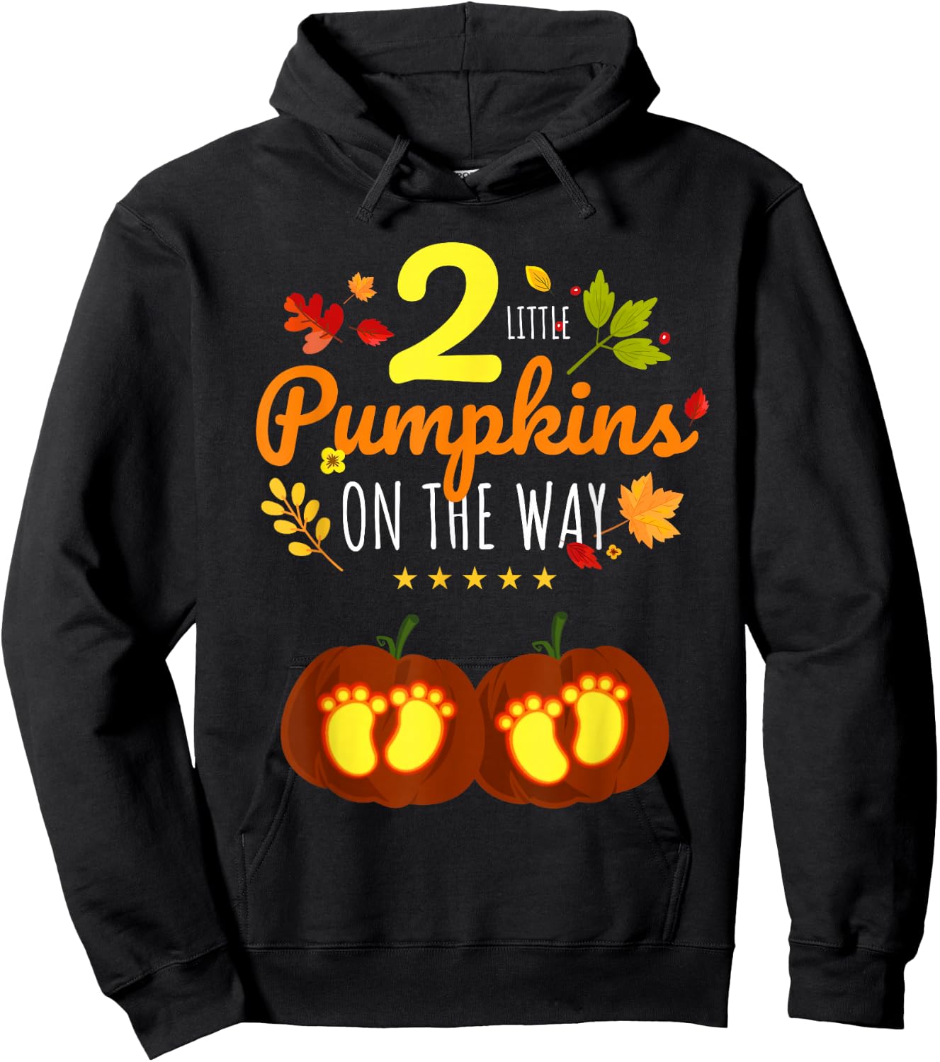 Twins Halloween Pregnancy Shirt Cute Twins Pumpkin Pregnant Hoodie - Hoodie | Black
