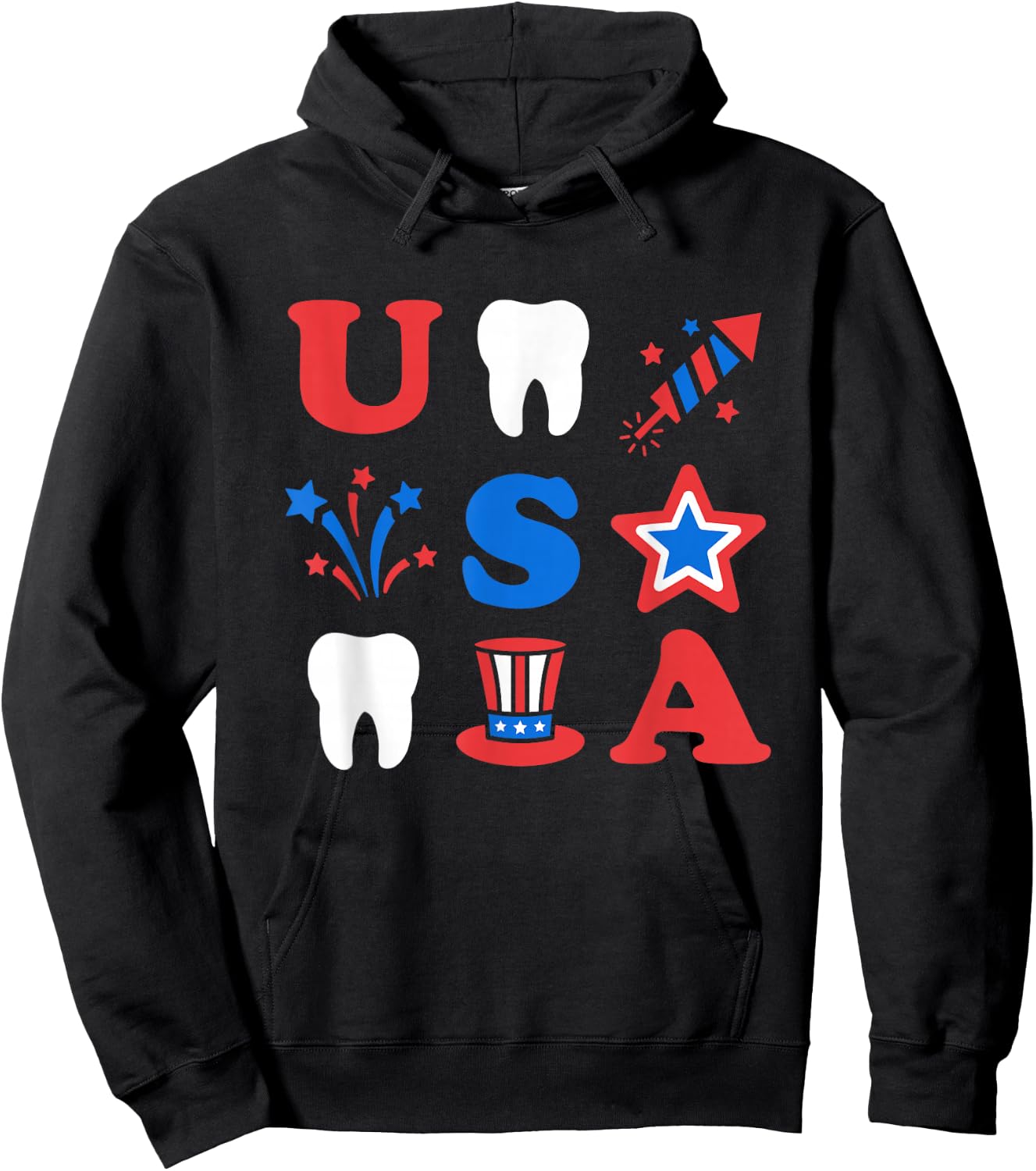 4th of July dental patriotic Memorial Day USA Hoodie - Hoodie | Black