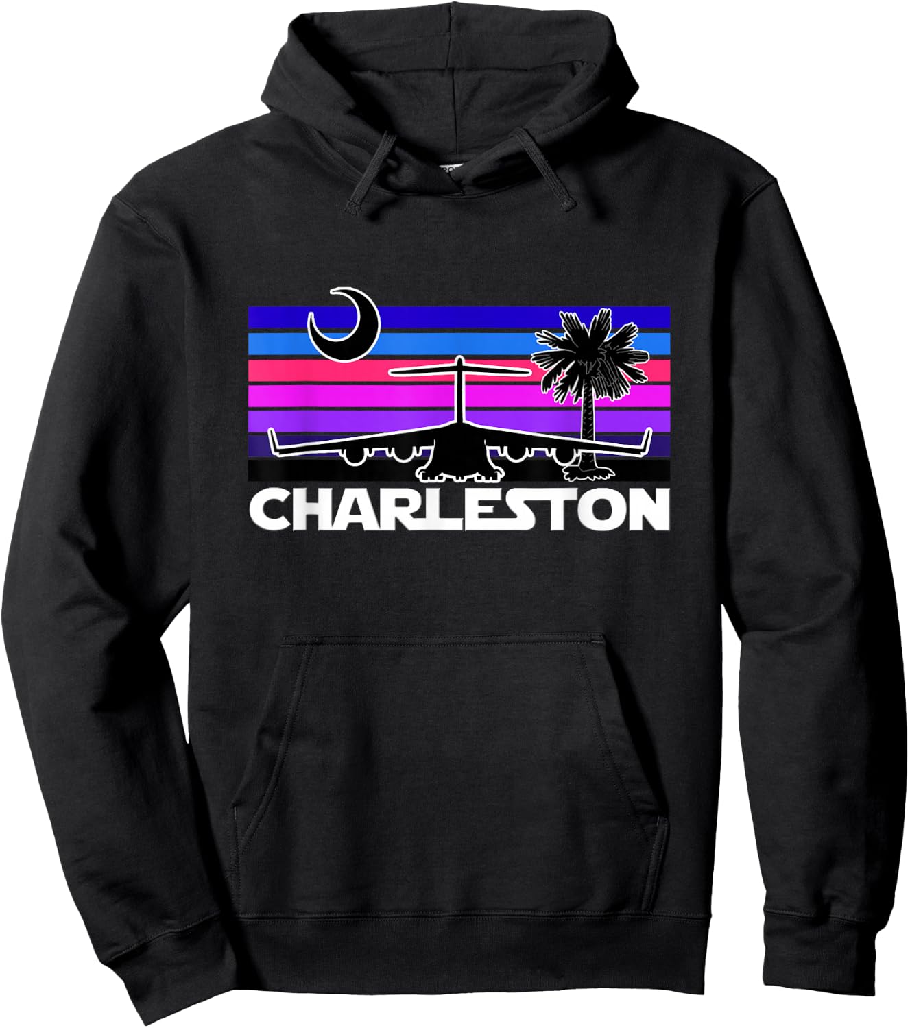 Charleston Straight Sunset Airlift Globemaster III Airplane Hoodie - Hoodie | Black