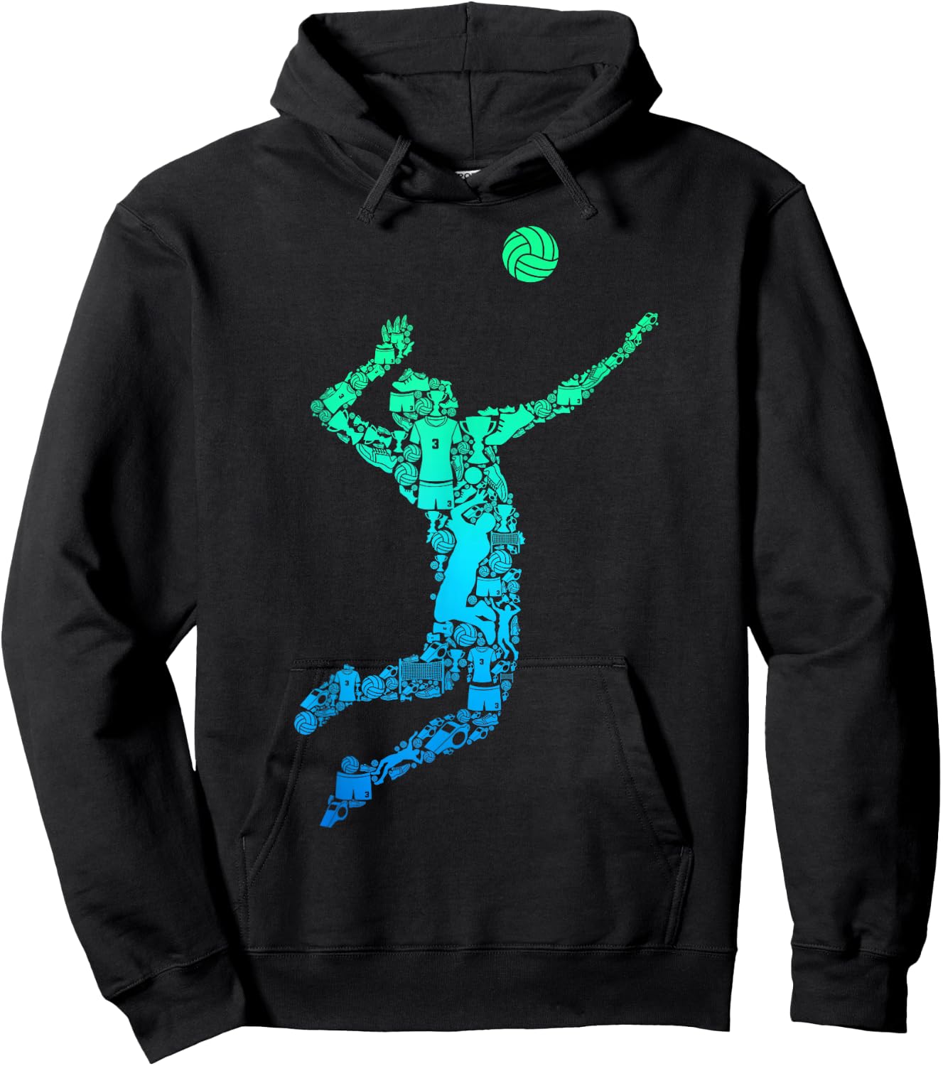 Volleyball Player Boys Men Youth Hoodie - Hoodie | Black