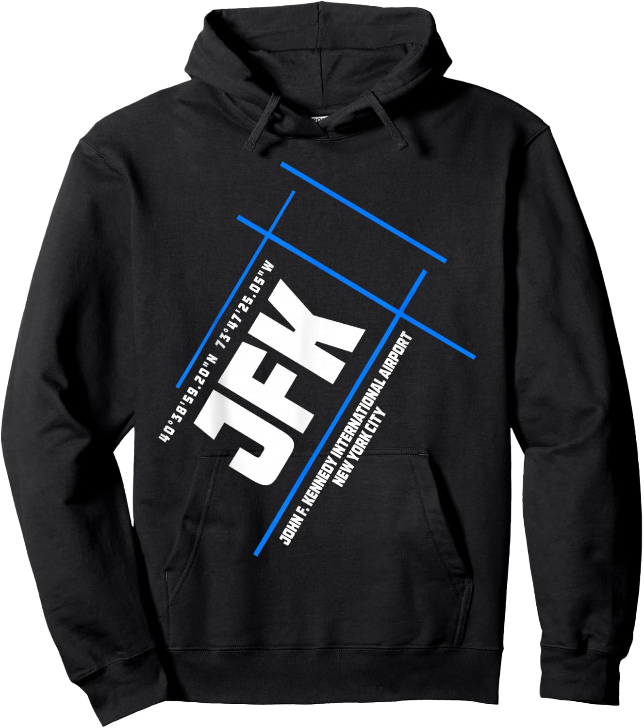 JFK John F. Kennedy International Airport Runway Layout Hoodie - Hoodie | Black