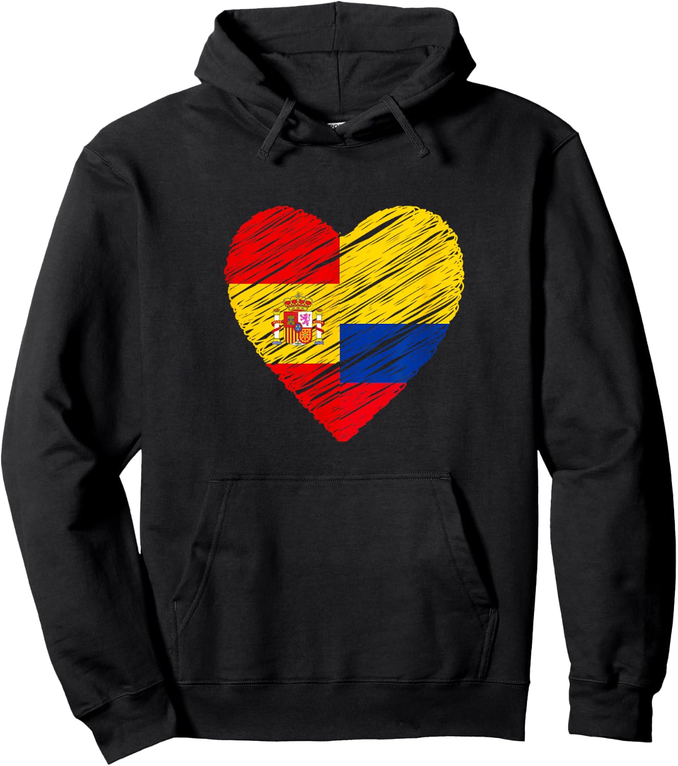 Colombia Spain Heart Spanish Flag Colombian Flag Love Heart Hoodie - Hoodie | Black