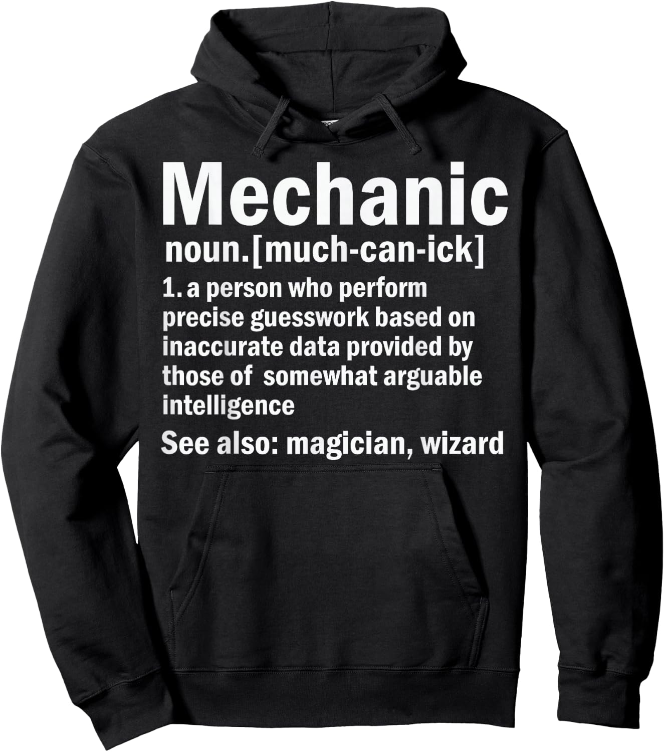 Funny Mechanic Graphic Meaning - Mechanic Noun Definition Hoodie - Hoodie | Black
