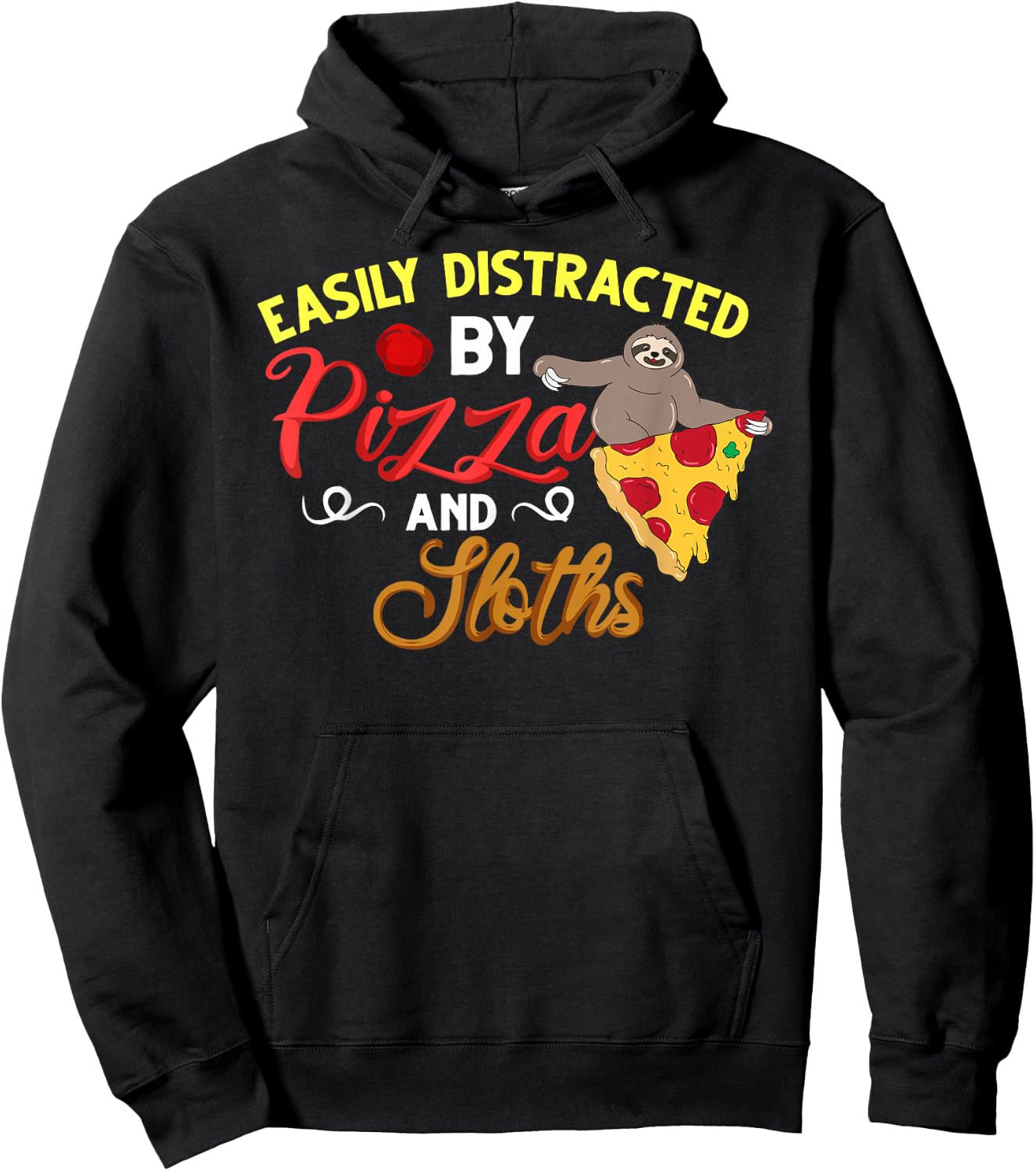 Sloth Eating Pizza Delivery Pizzeria Italian Hoodie - Hoodie | Black