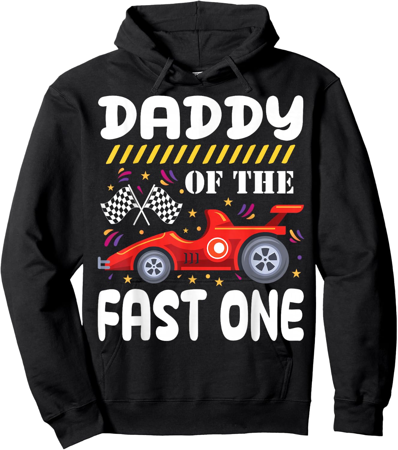 Daddy of The Fast One Birthday 1st Race Car Family Matching Hoodie - Hoodie | Black