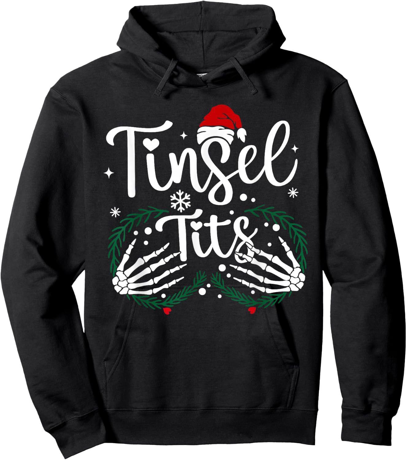 Tinsel Tits And Jingle Balls Funny Matching Christmas Couple Hoodie - Hoodie | Black