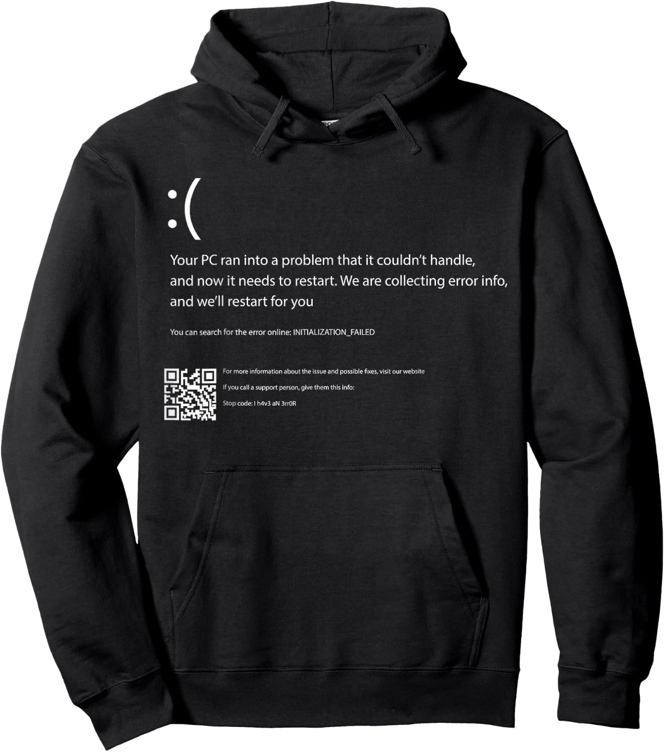 Blue Screen of Death Computer Crash BSOD Geek IT Costume Hoodie - Hoodie | Black